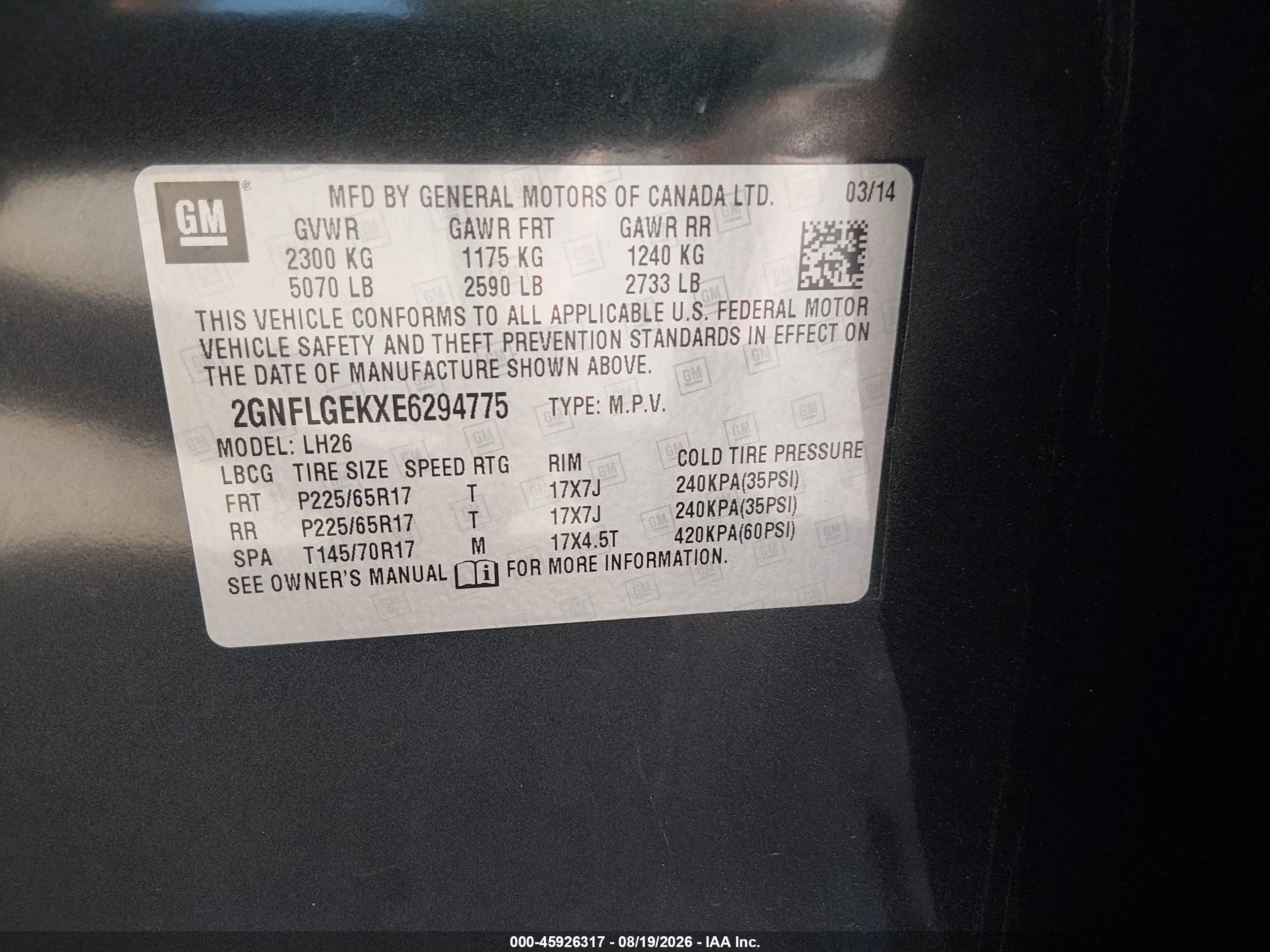 2014 Chevrolet Equinox Lt Черный vin: 2GNFLGEKXE6294775