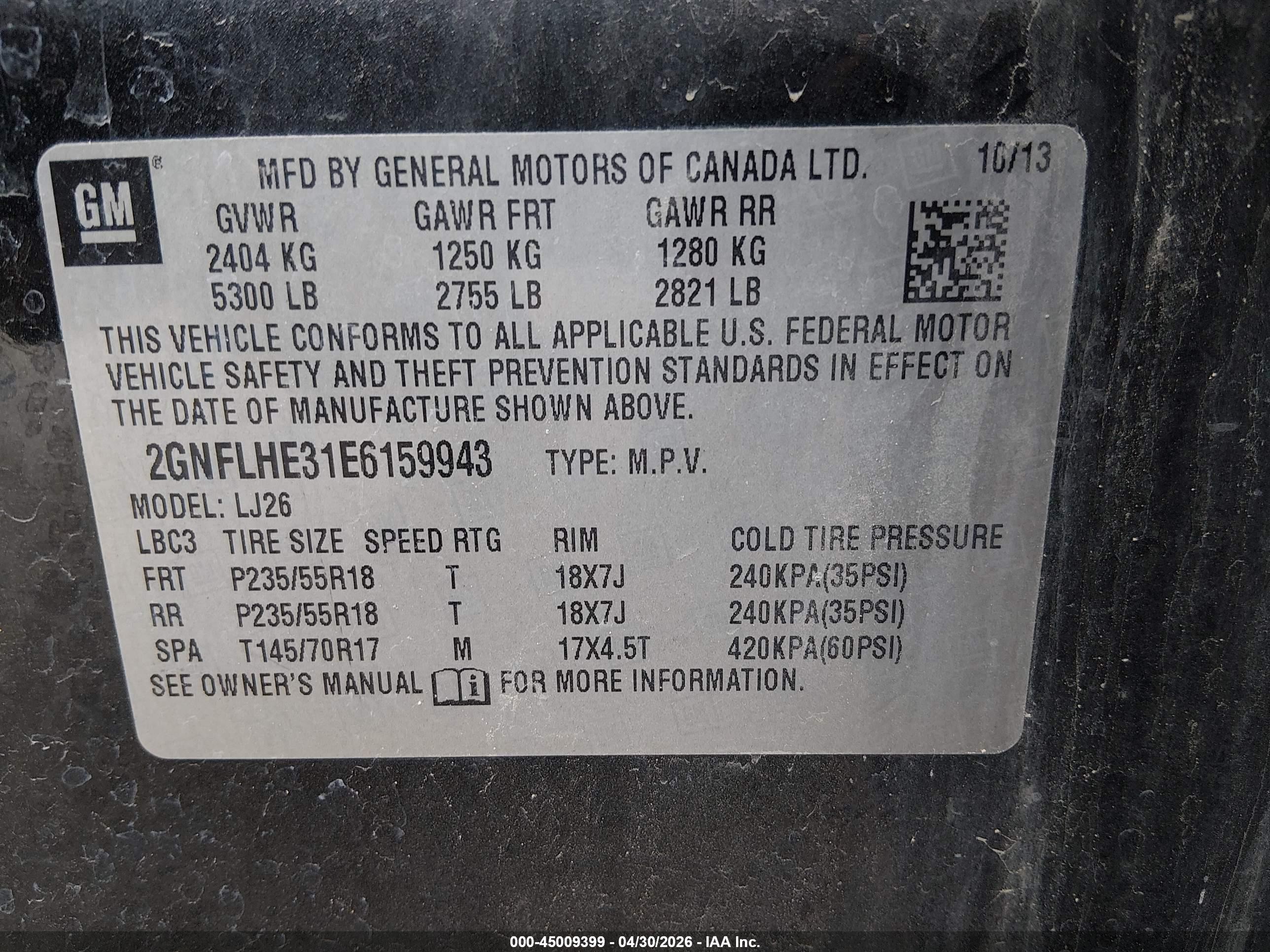 2014 Chevrolet Equinox Ltz Black vin: 2GNFLHE31E6159943