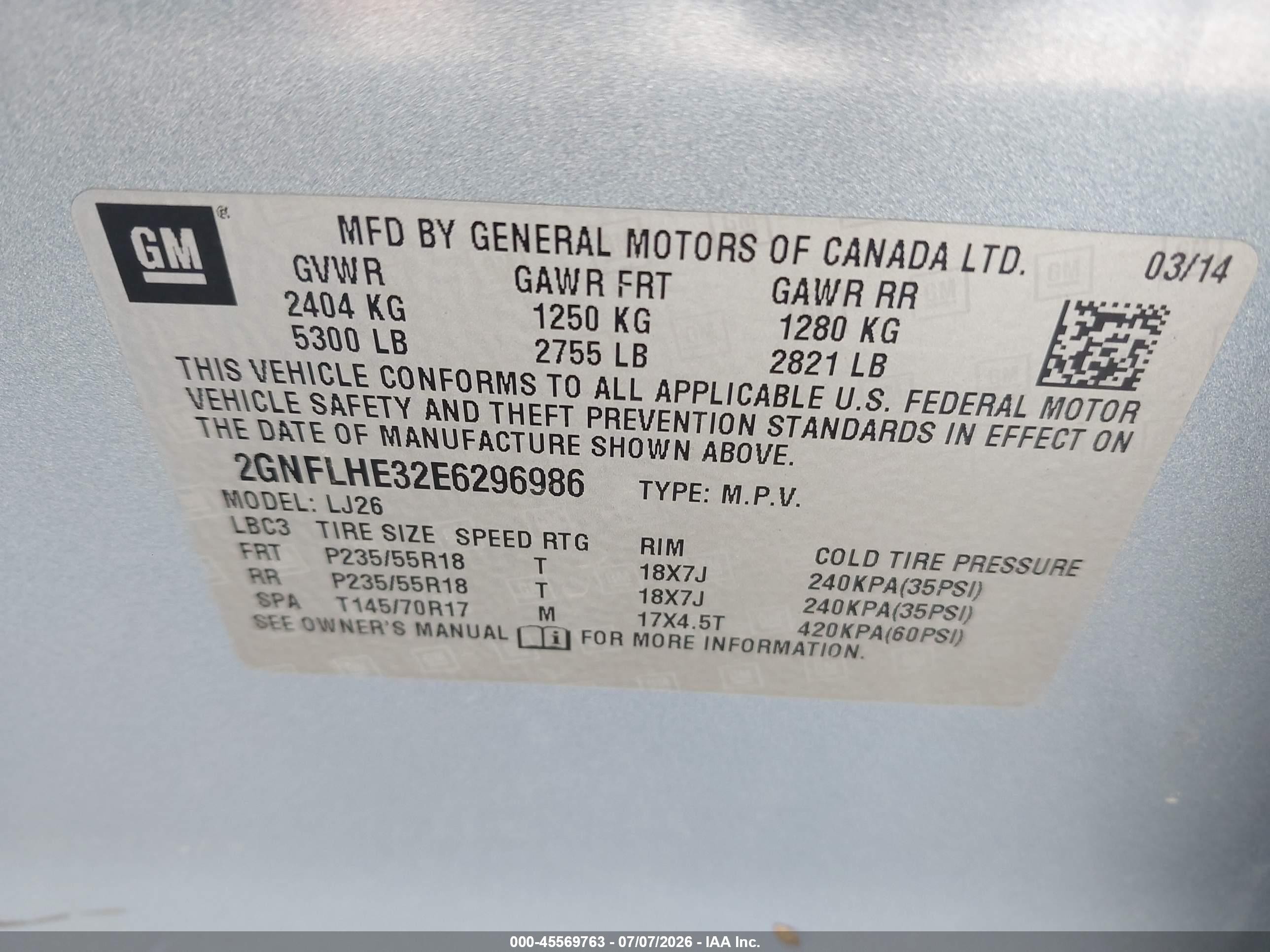 2014 Chevrolet Equinox Ltz Light Blue vin: 2GNFLHE32E6296986
