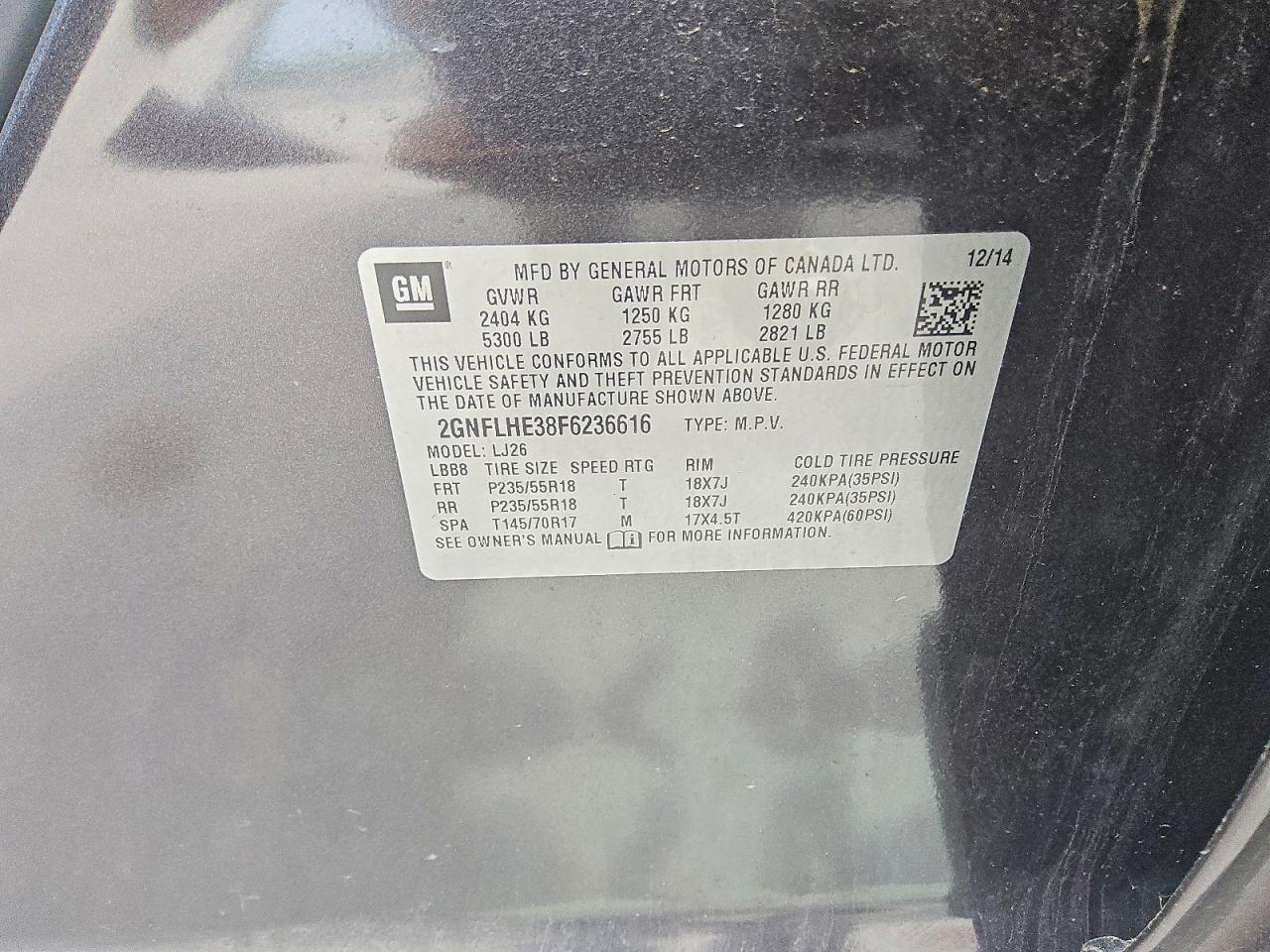 2015 Chevrolet Equinox Ltz Угольный vin: 2GNFLHE38F6236616