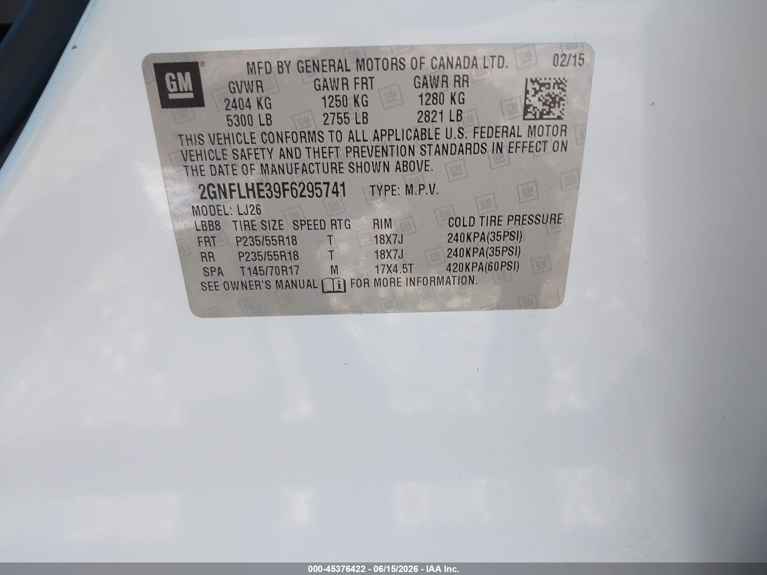 2015 Chevrolet Equinox Ltz White vin: 2GNFLHE39F6295741