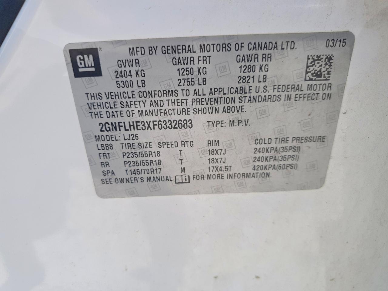 2015 Chevrolet Equinox Ltz Белый vin: 2GNFLHE3XF6332683