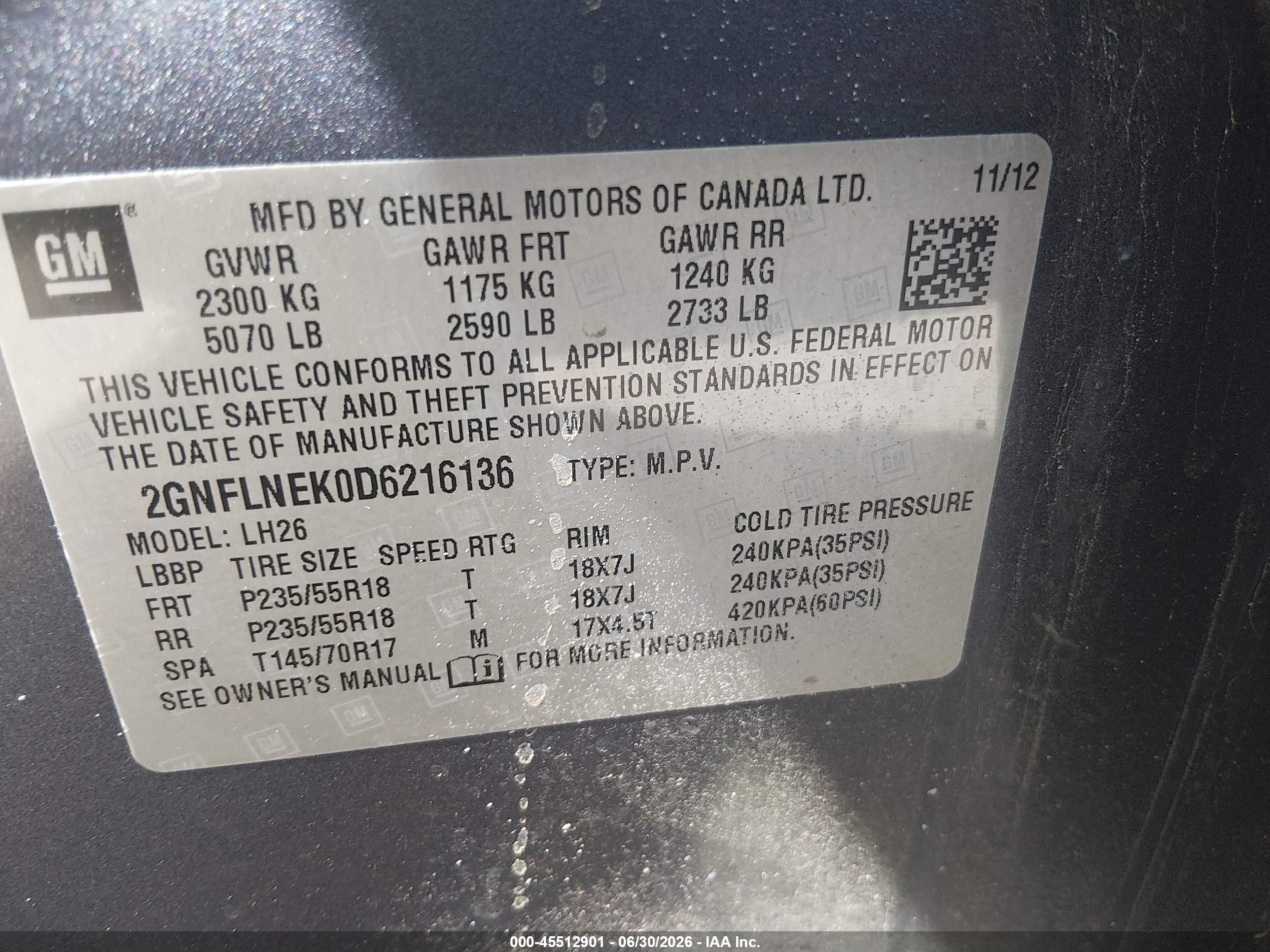 2013 Chevrolet Equinox Lt Blue vin: 2GNFLNEK0D6216136