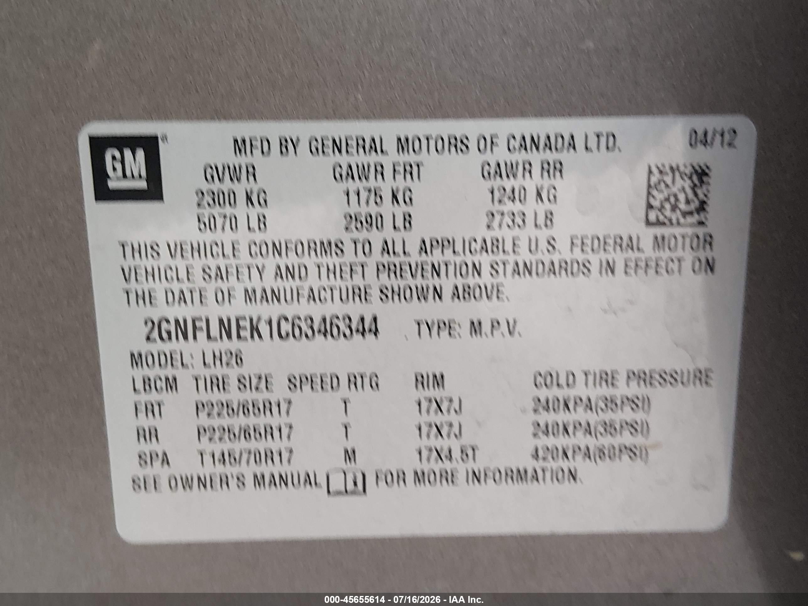 2012 Chevrolet Equinox Lt W/2lt Коричневый vin: 2GNFLNEK1C6346344