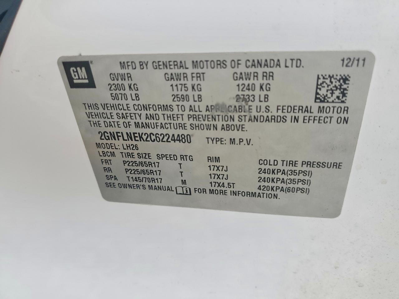 2012 Chevrolet Equinox Lt Белый vin: 2GNFLNEK2C6224480