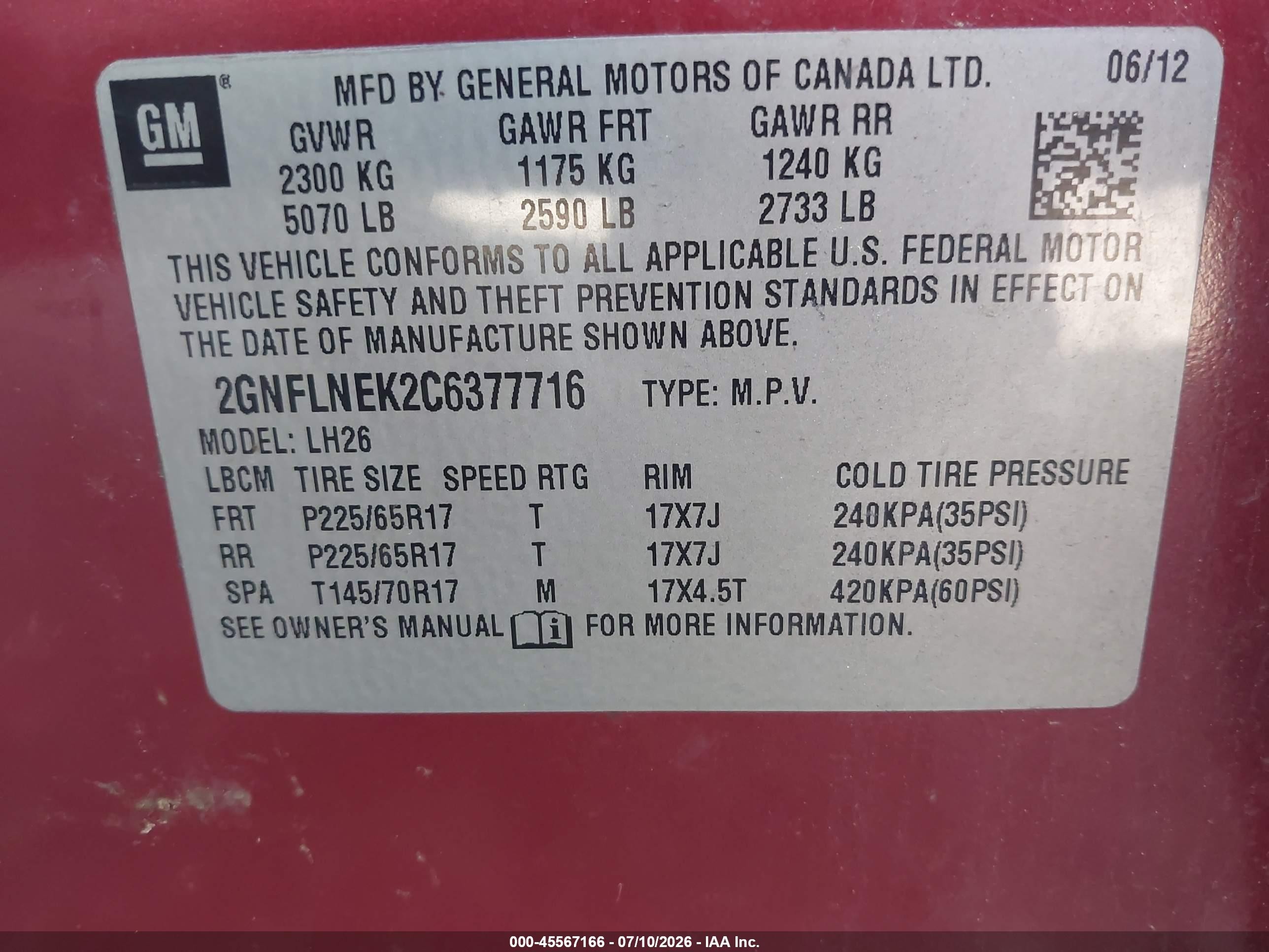 2012 Chevrolet Equinox Lt W/2lt Red vin: 2GNFLNEK2C6377716