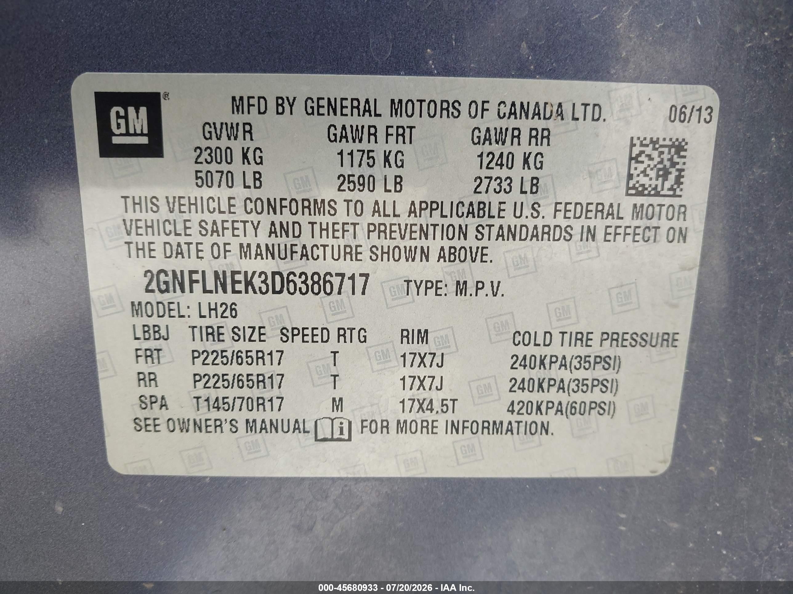 2013 Chevrolet Equinox Lt Blue vin: 2GNFLNEK3D6386717