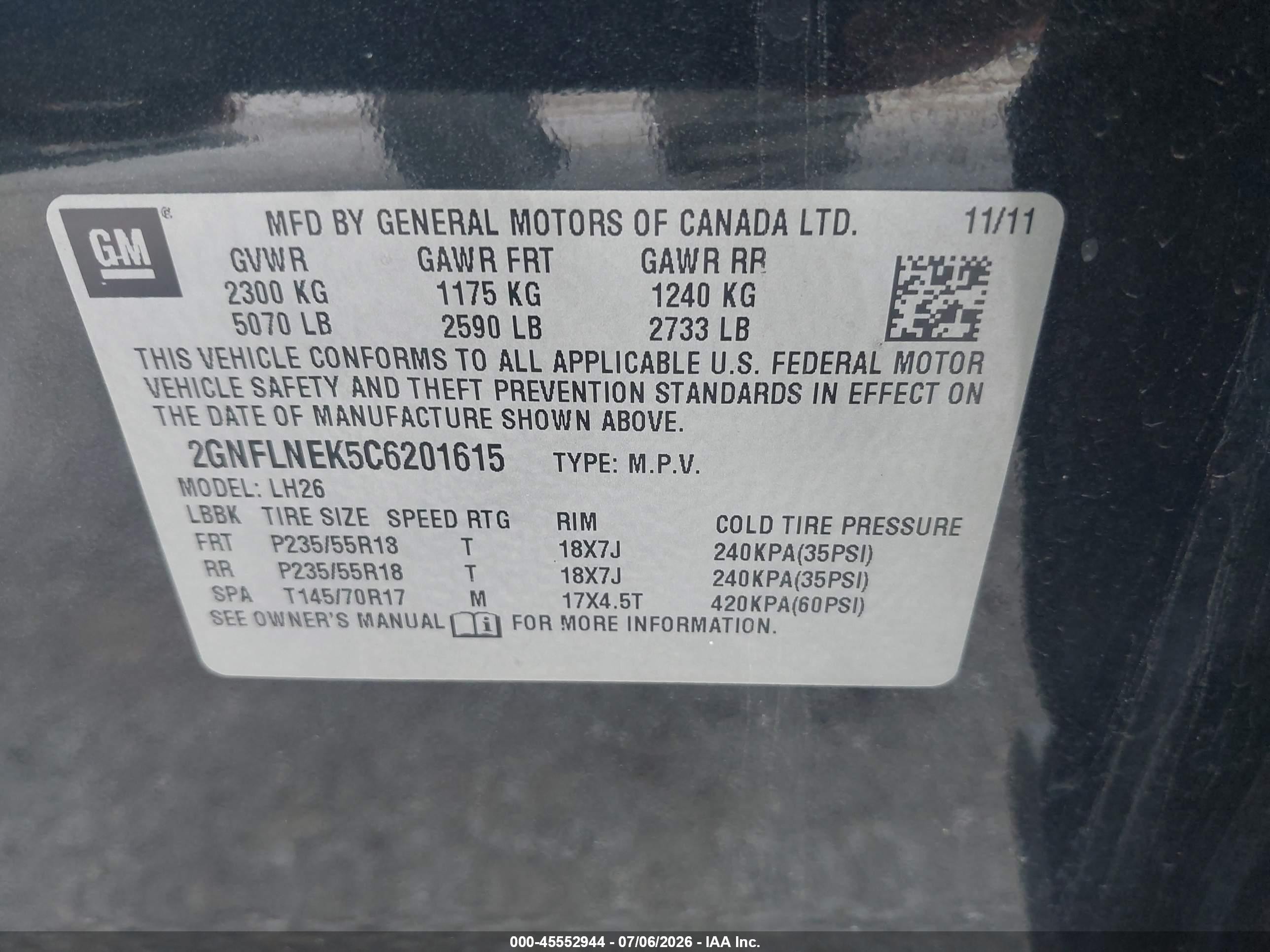 2012 Chevrolet Equinox Lt W/2lt Black vin: 2GNFLNEK5C6201615