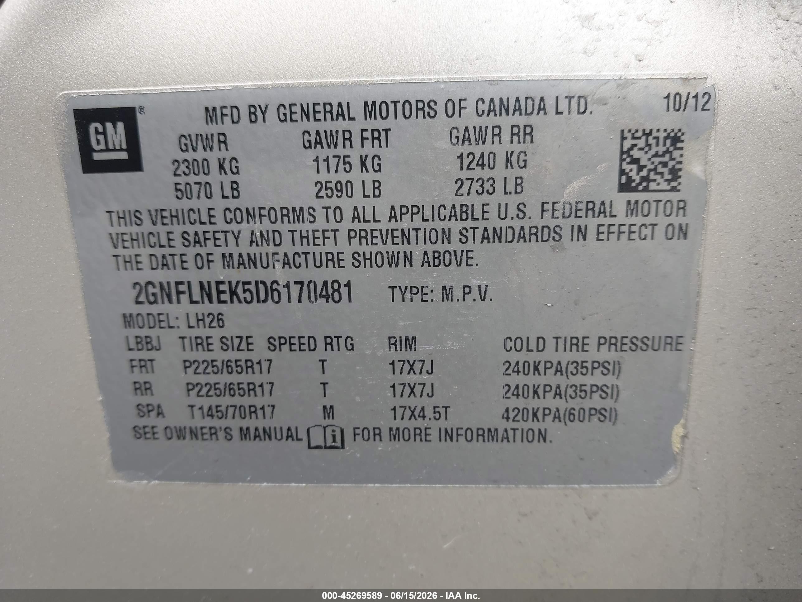 2013 Chevrolet Equinox 2lt Champagne vin: 2GNFLNEK5D6170481
