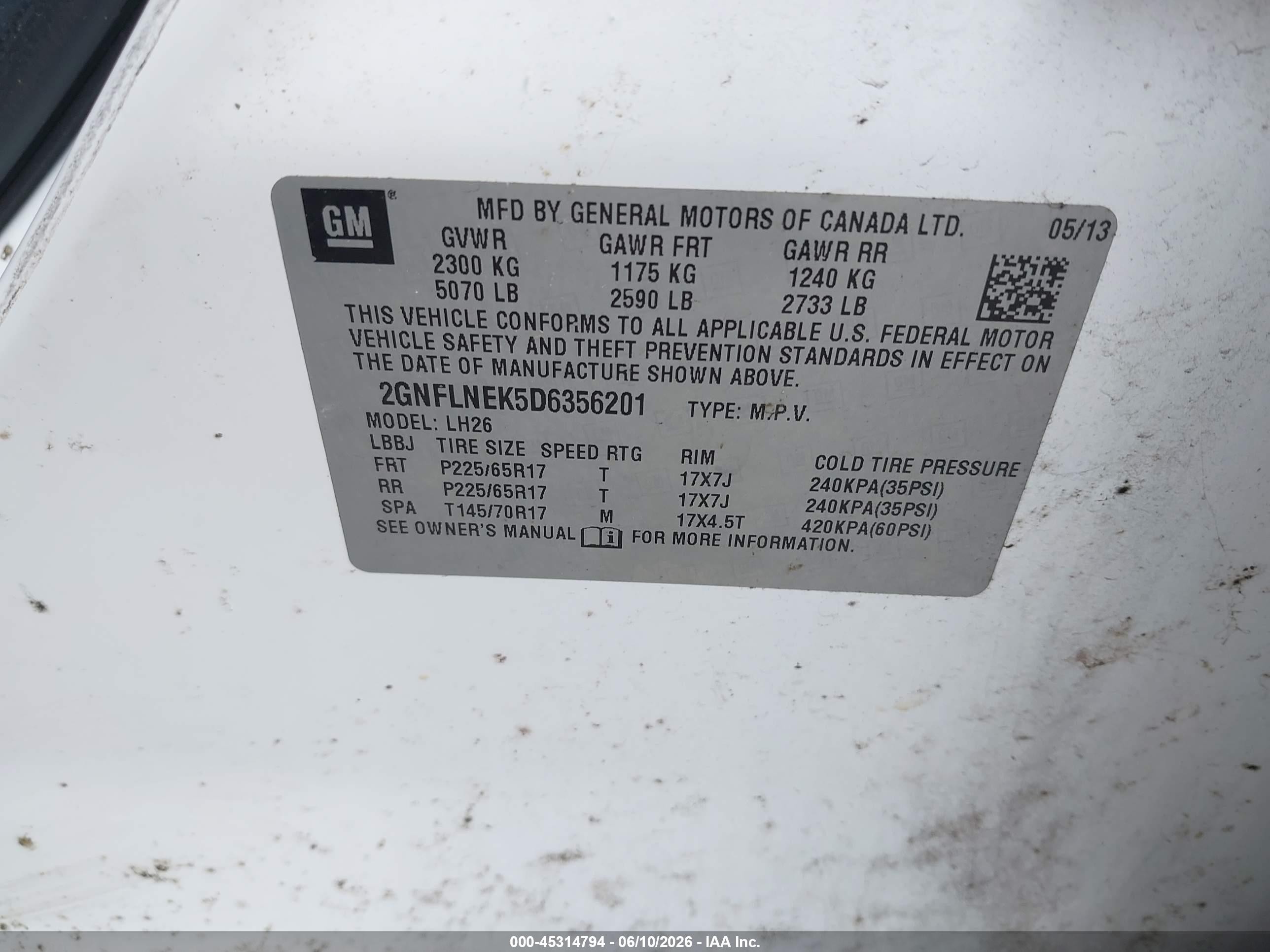 2013 Chevrolet Equinox 2lt White vin: 2GNFLNEK5D6356201