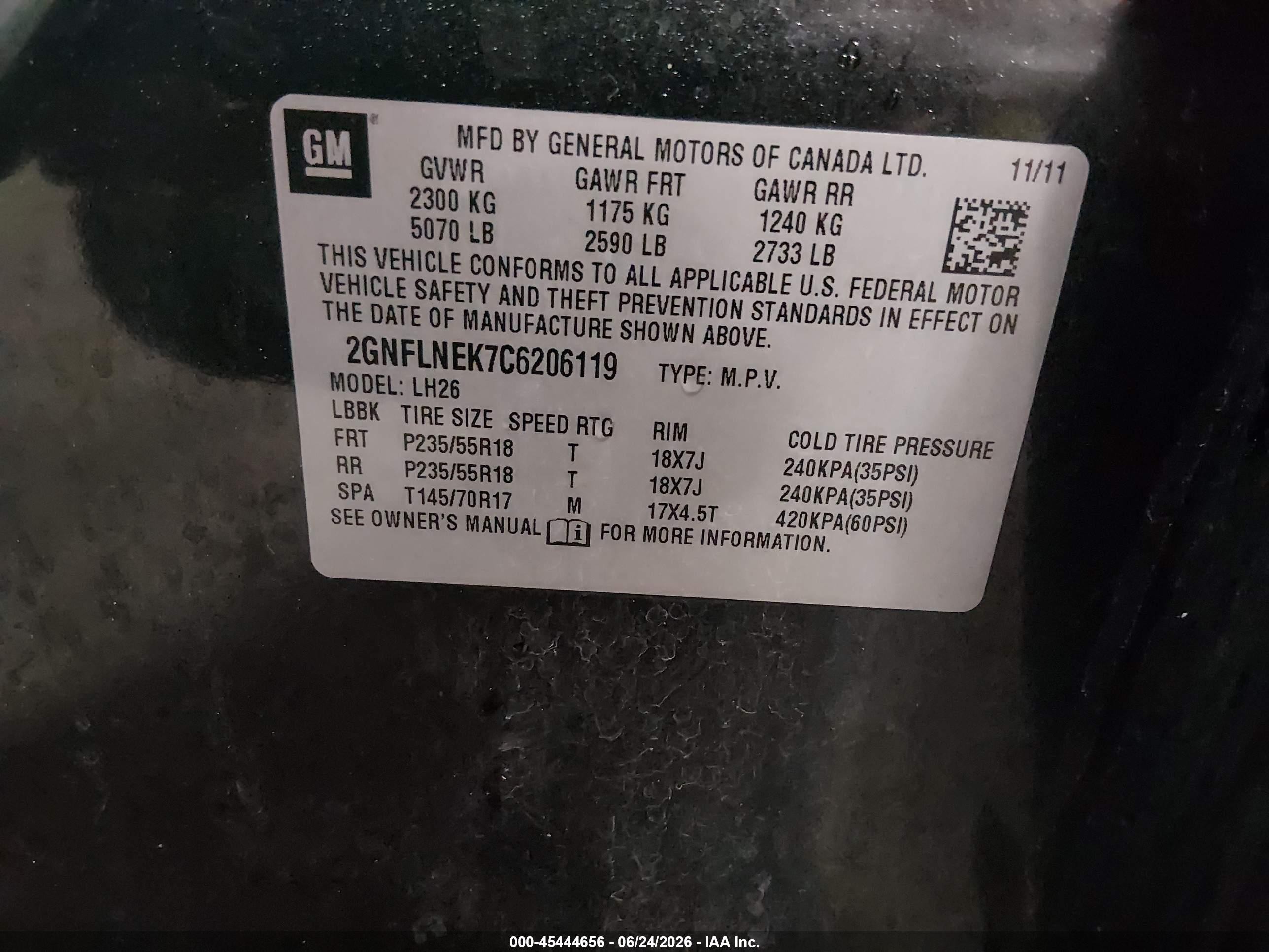 2012 Chevrolet Equinox 2lt Черный vin: 2GNFLNEK7C6206119
