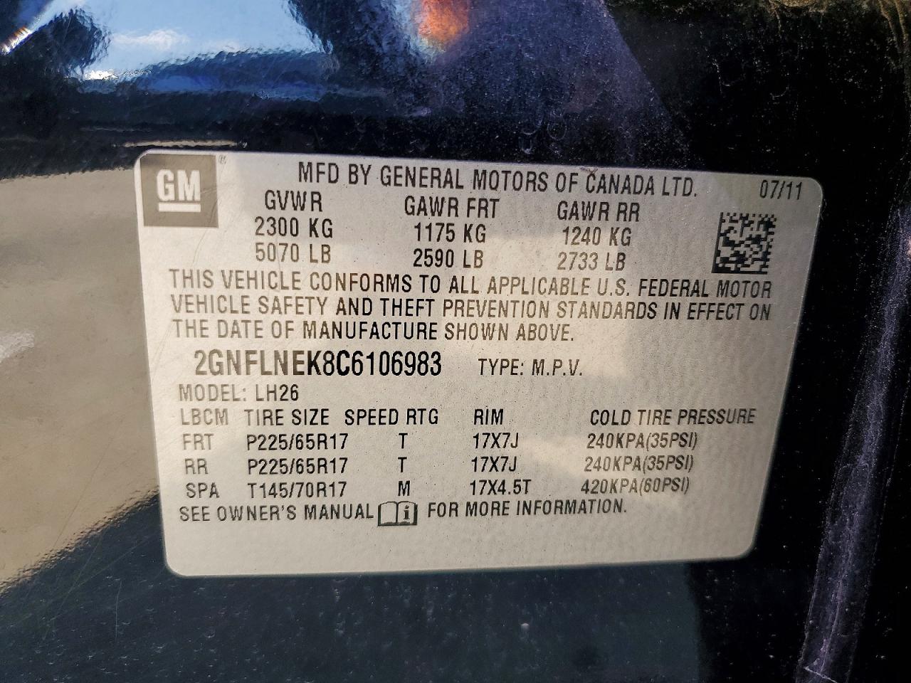 2012 Chevrolet Equinox Lt Black vin: 2GNFLNEK8C6106983
