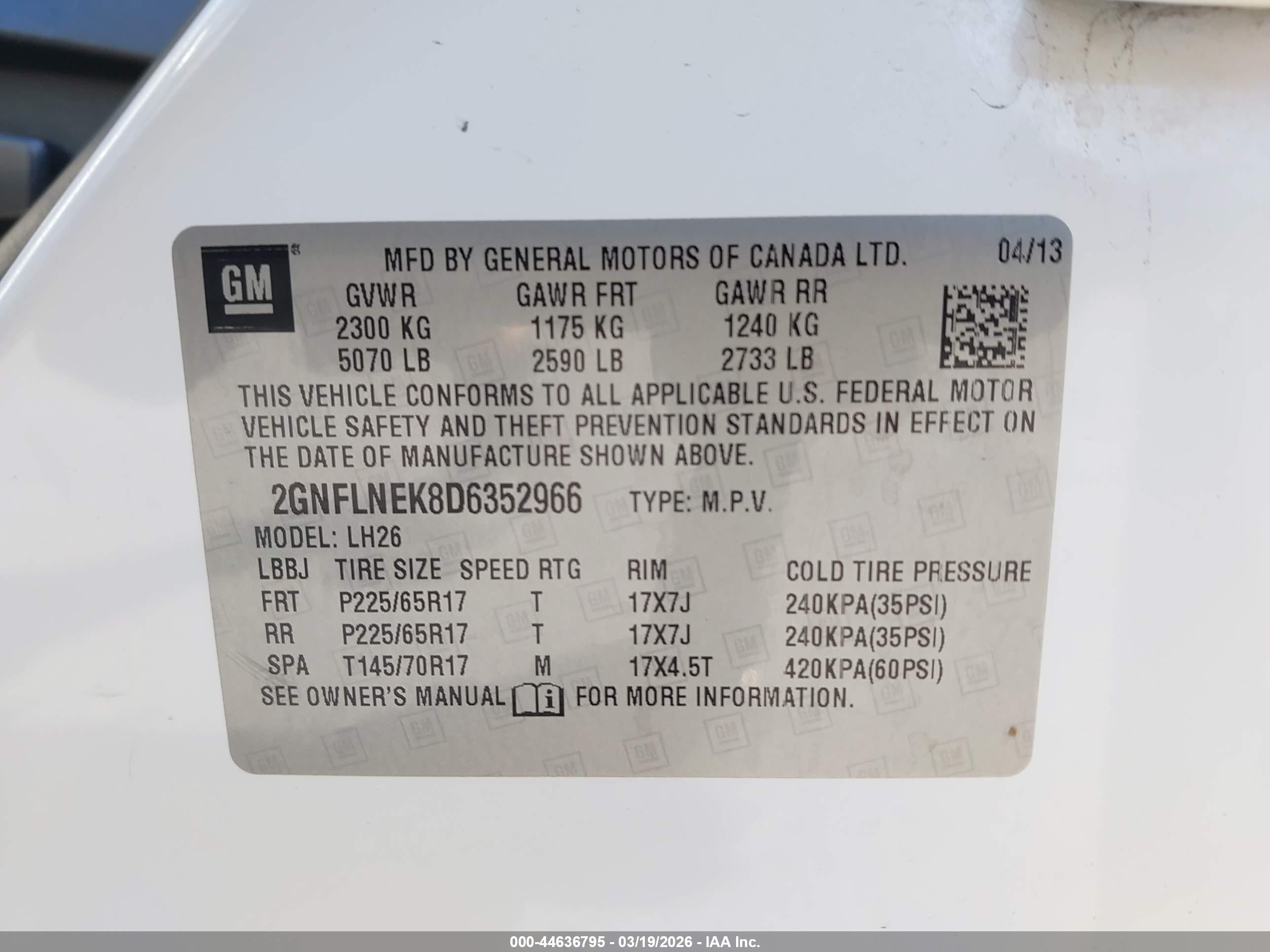 2013 Chevrolet Equinox 2lt White vin: 2GNFLNEK8D6352966