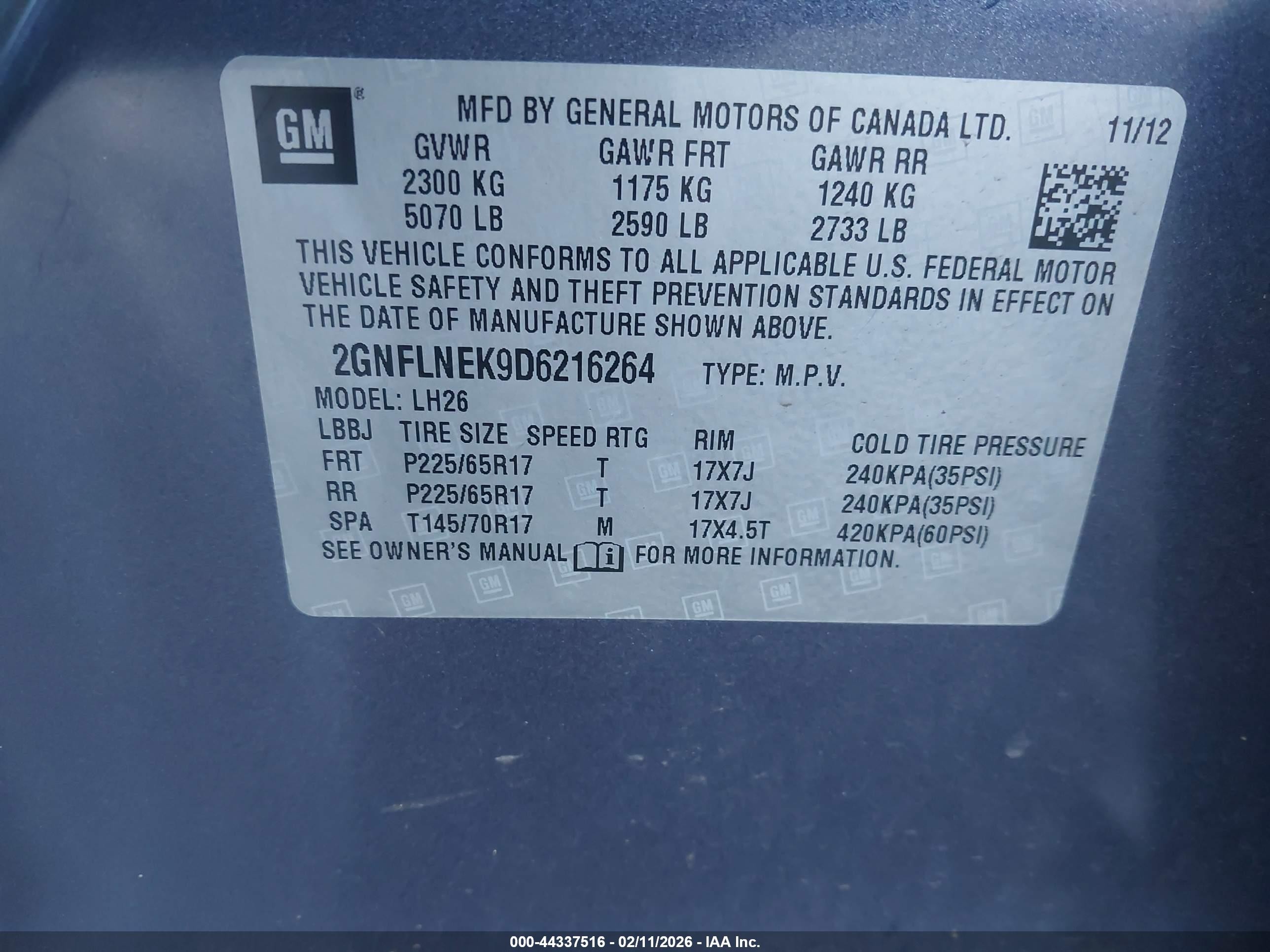 2013 Chevrolet Equinox 2lt Синий vin: 2GNFLNEK9D6216264