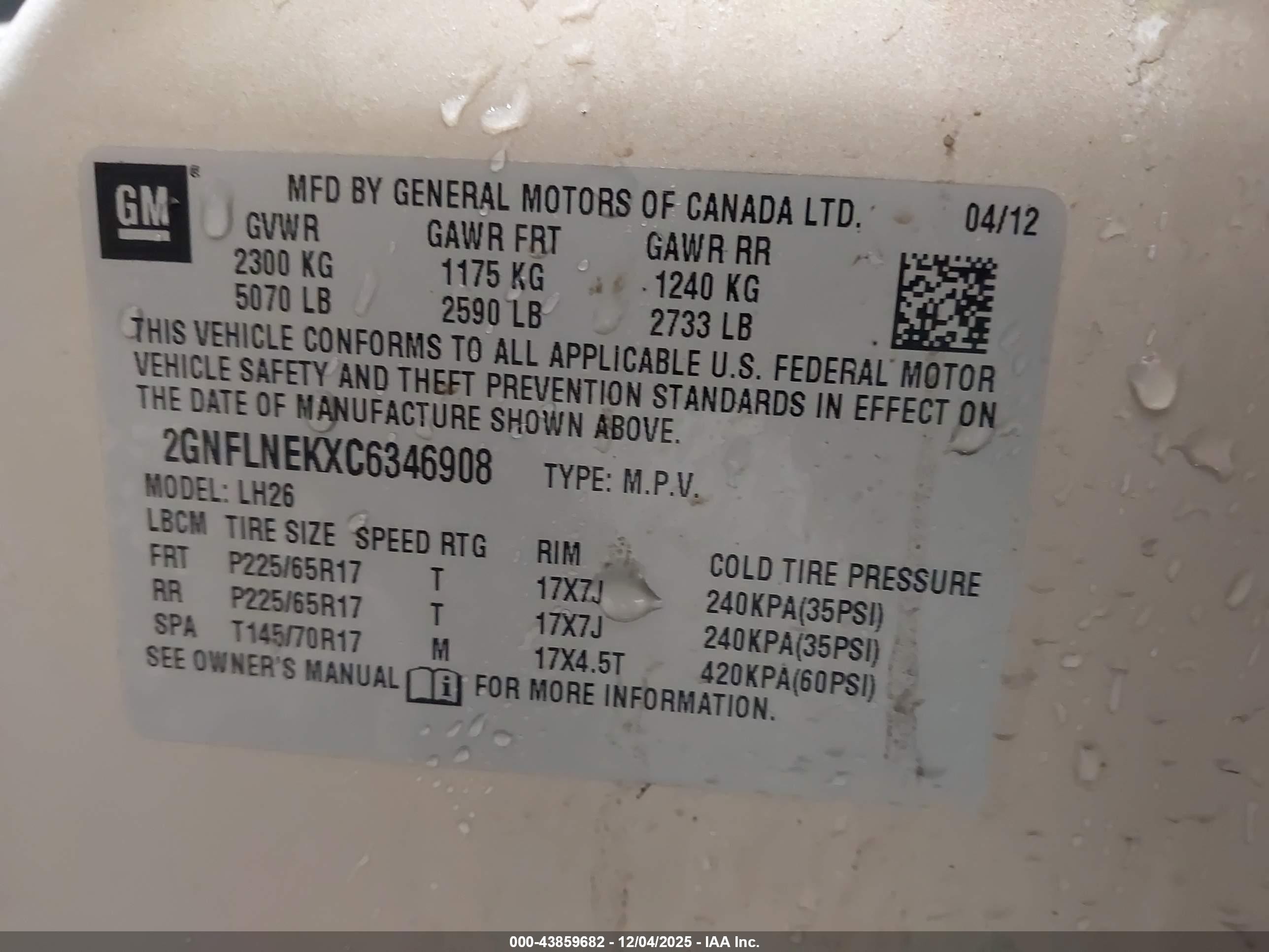 2012 Chevrolet Equinox 2lt Gold vin: 2GNFLNEKXC6346908
