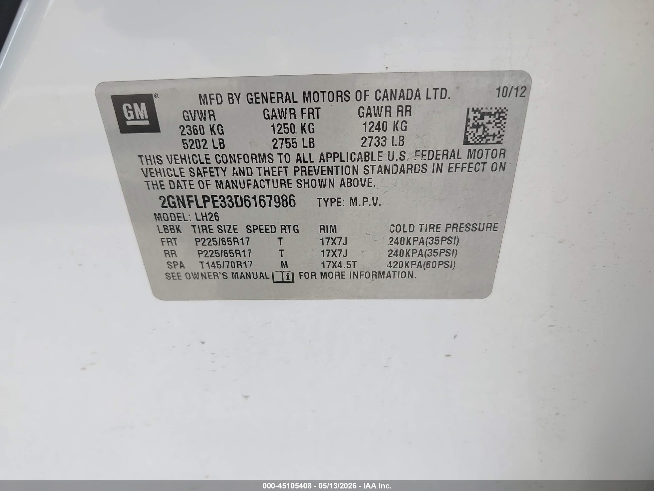 2013 Chevrolet Equinox 2lt White vin: 2GNFLPE33D6167986