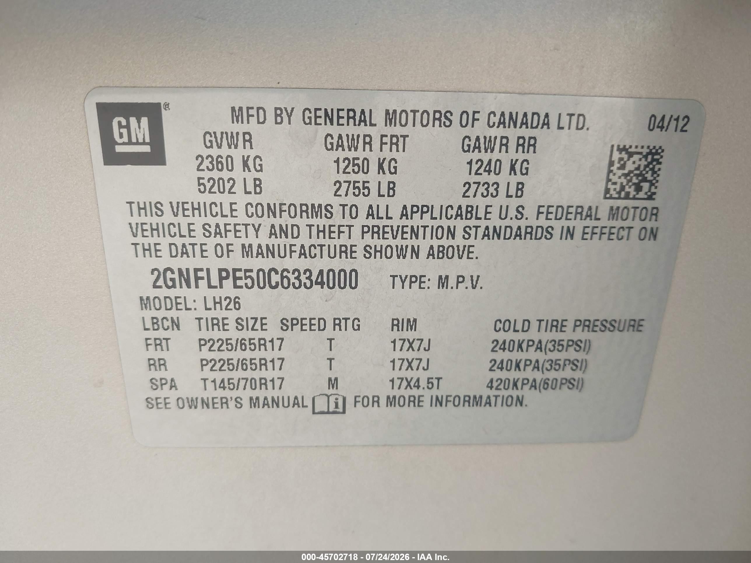 2012 Chevrolet Equinox Lt W/2lt Gold vin: 2GNFLPE50C6334000