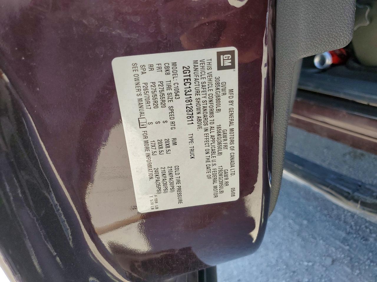 2008 Gmc Sierra C1500 Purple vin: 2GTEC13J181287811
