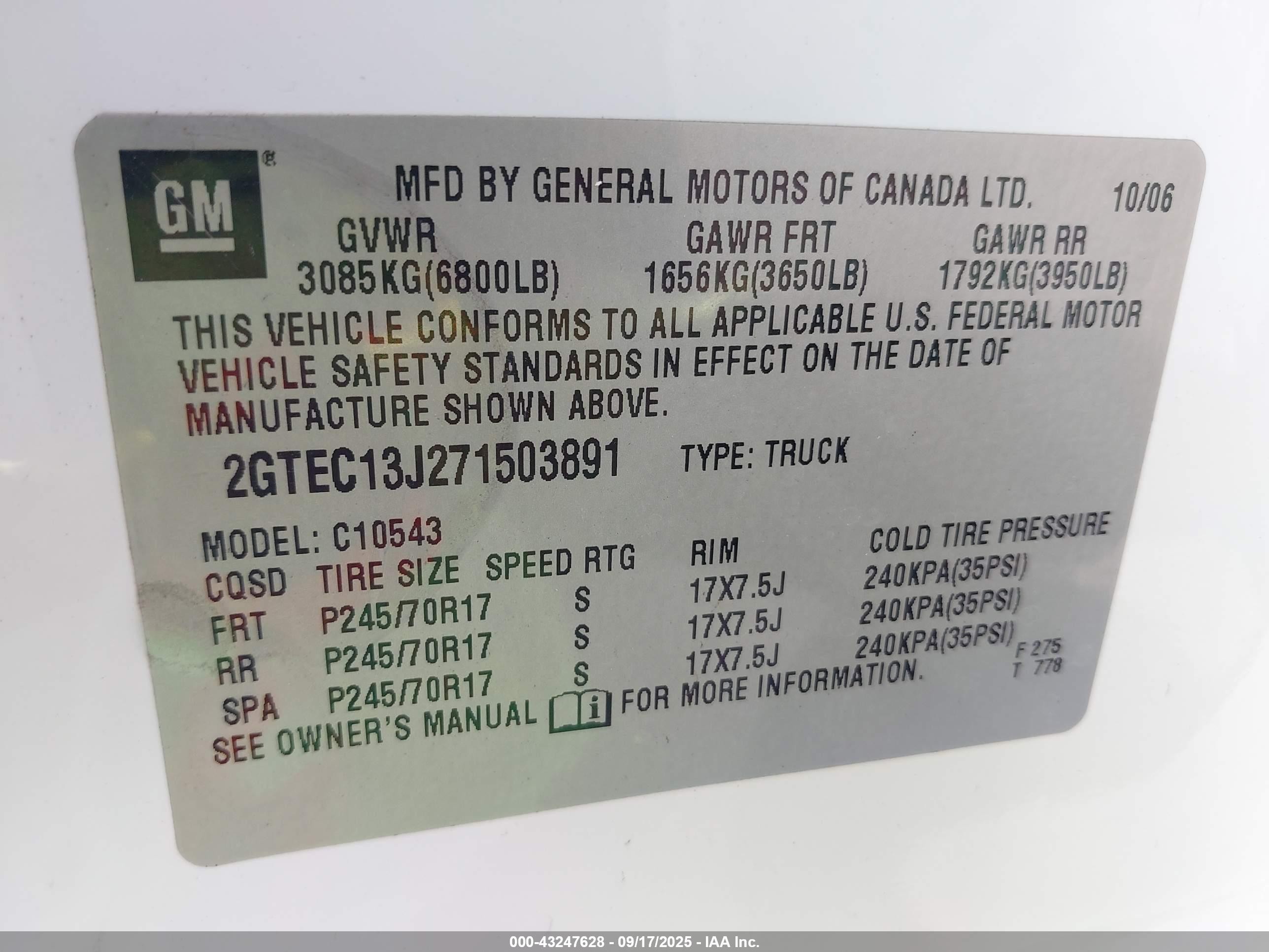 2007 Gmc Sierra 1500 Slt White vin: 2GTEC13J271503891