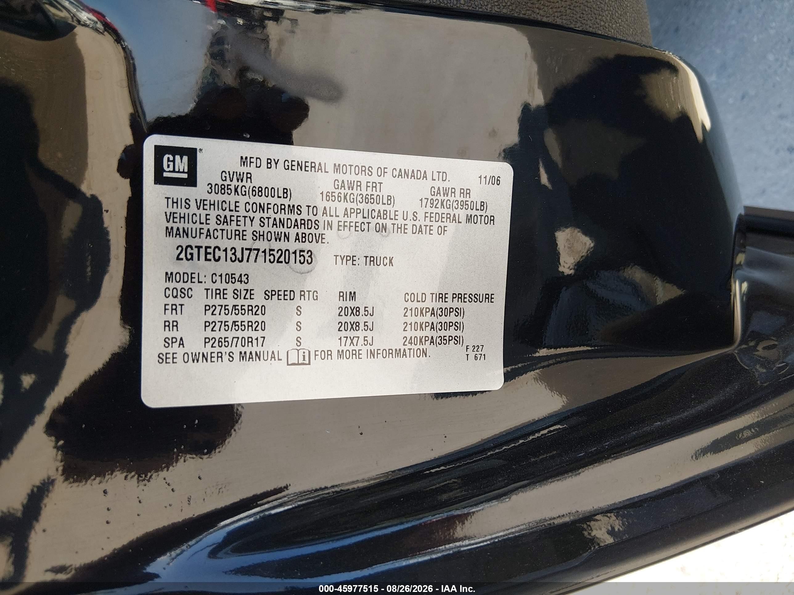 2007 Gmc Sierra 1500 Slt Black vin: 2GTEC13J771520153
