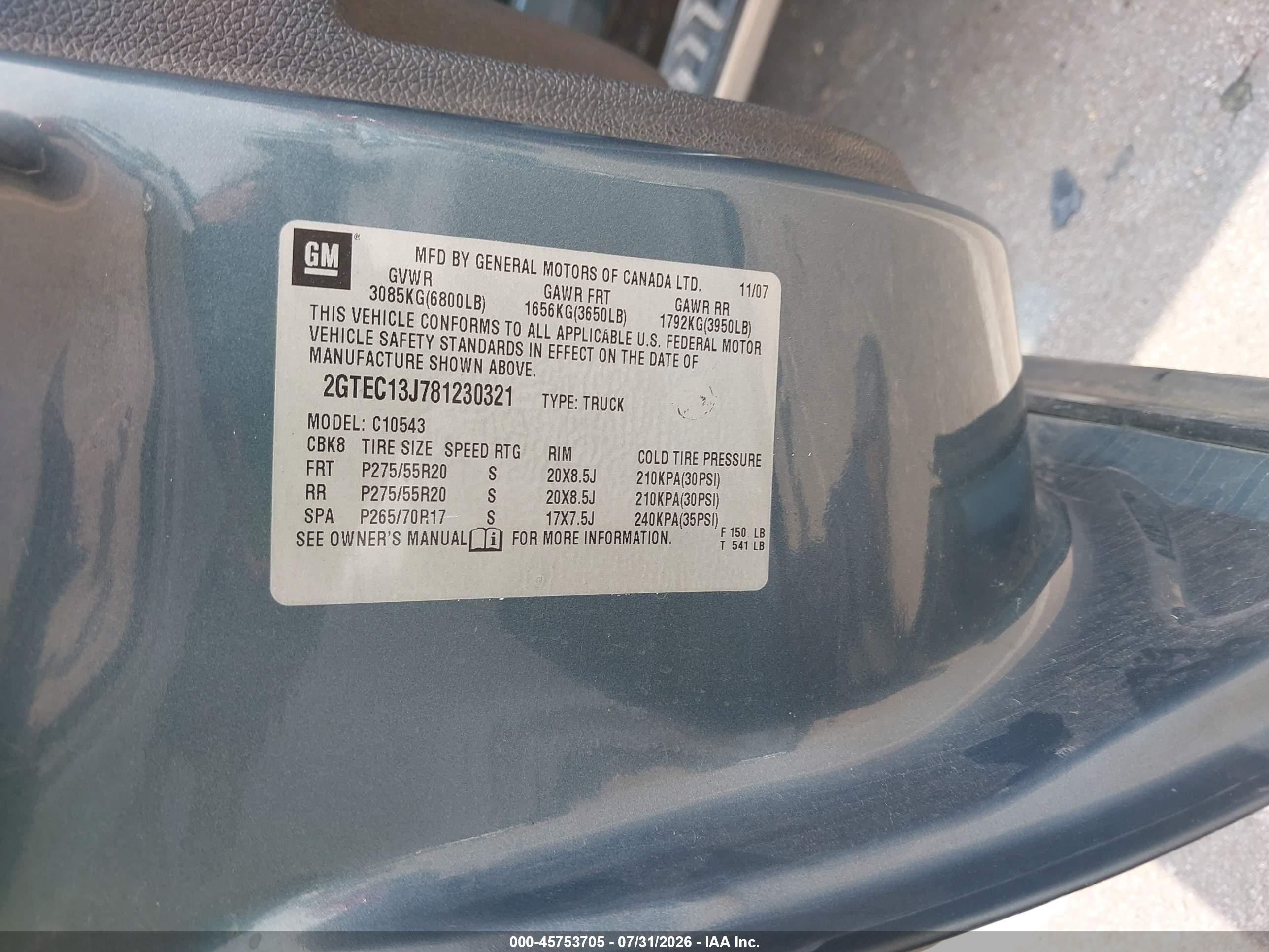2008 Gmc Sierra 1500 Sle1 Синий vin: 2GTEC13J781230321