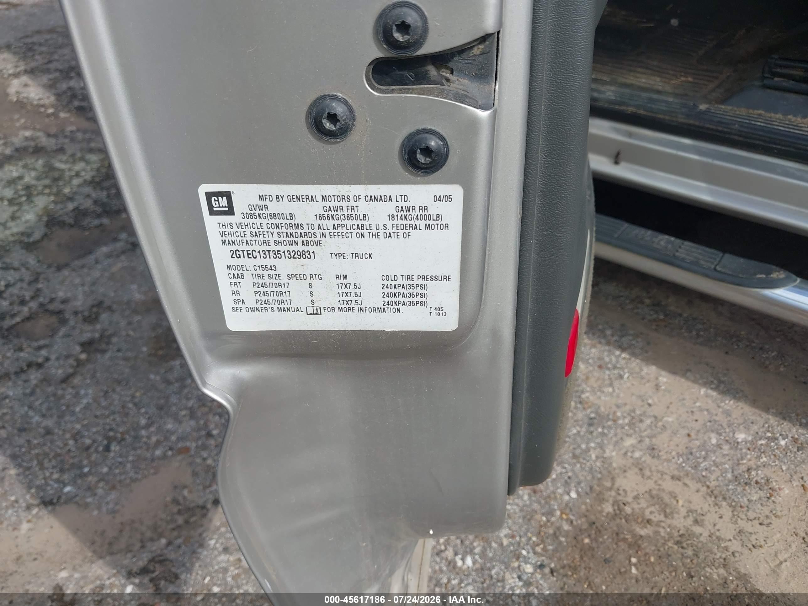 2005 Gmc Sierra 1500 Slt Серебряный vin: 2GTEC13T351329831