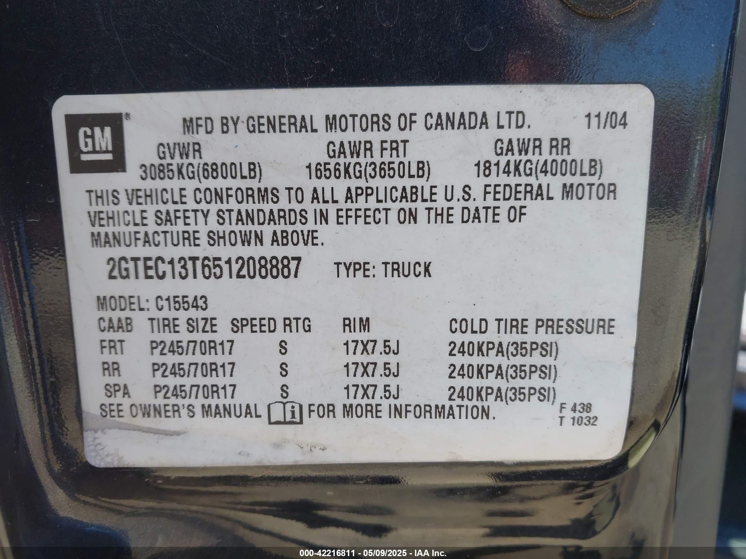 2005 Gmc Sierra 1500 Sle Gray vin: 2GTEC13T651208887