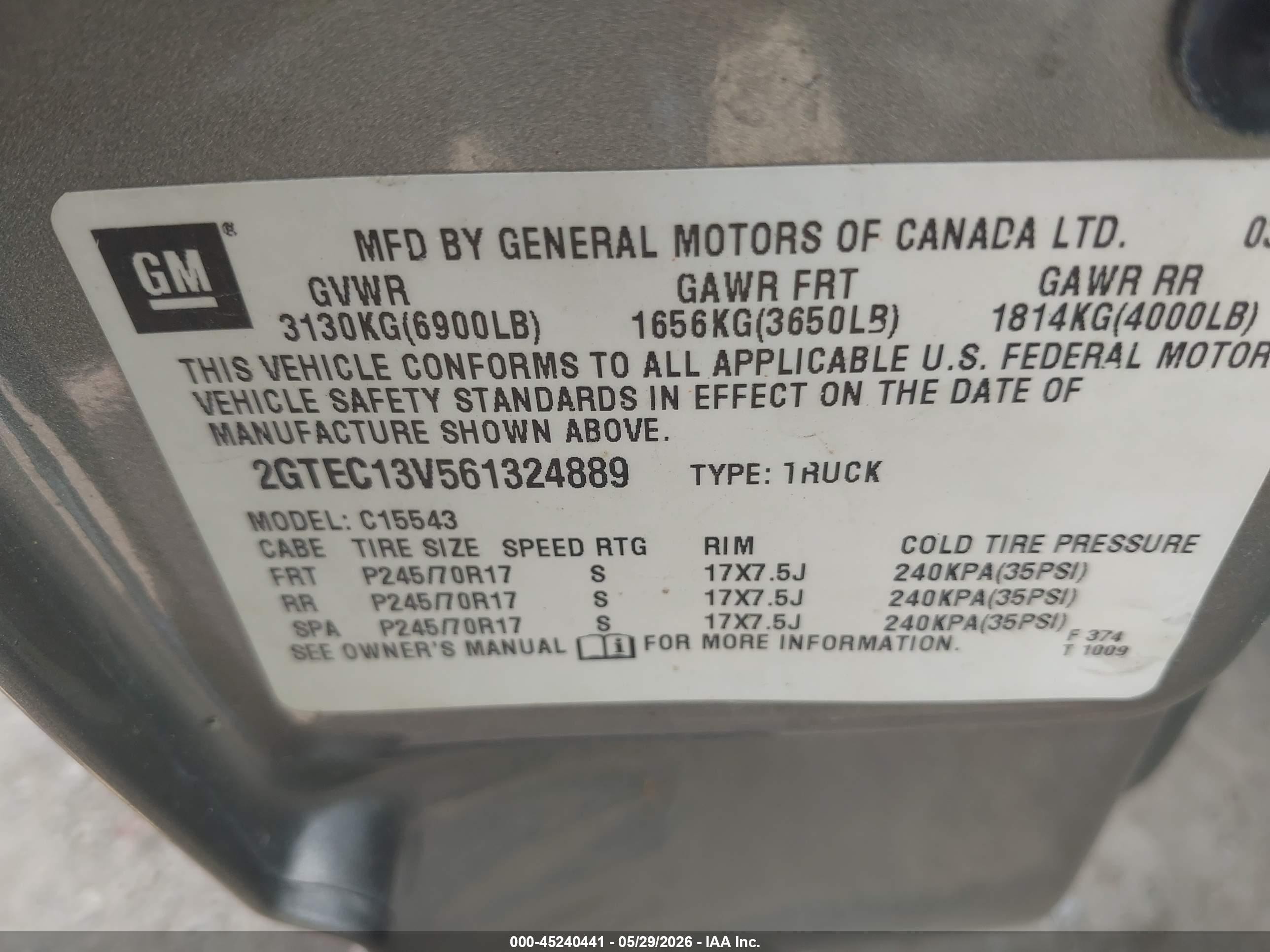 2006 Gmc Sierra 1500 Sl Gray vin: 2GTEC13V561324889