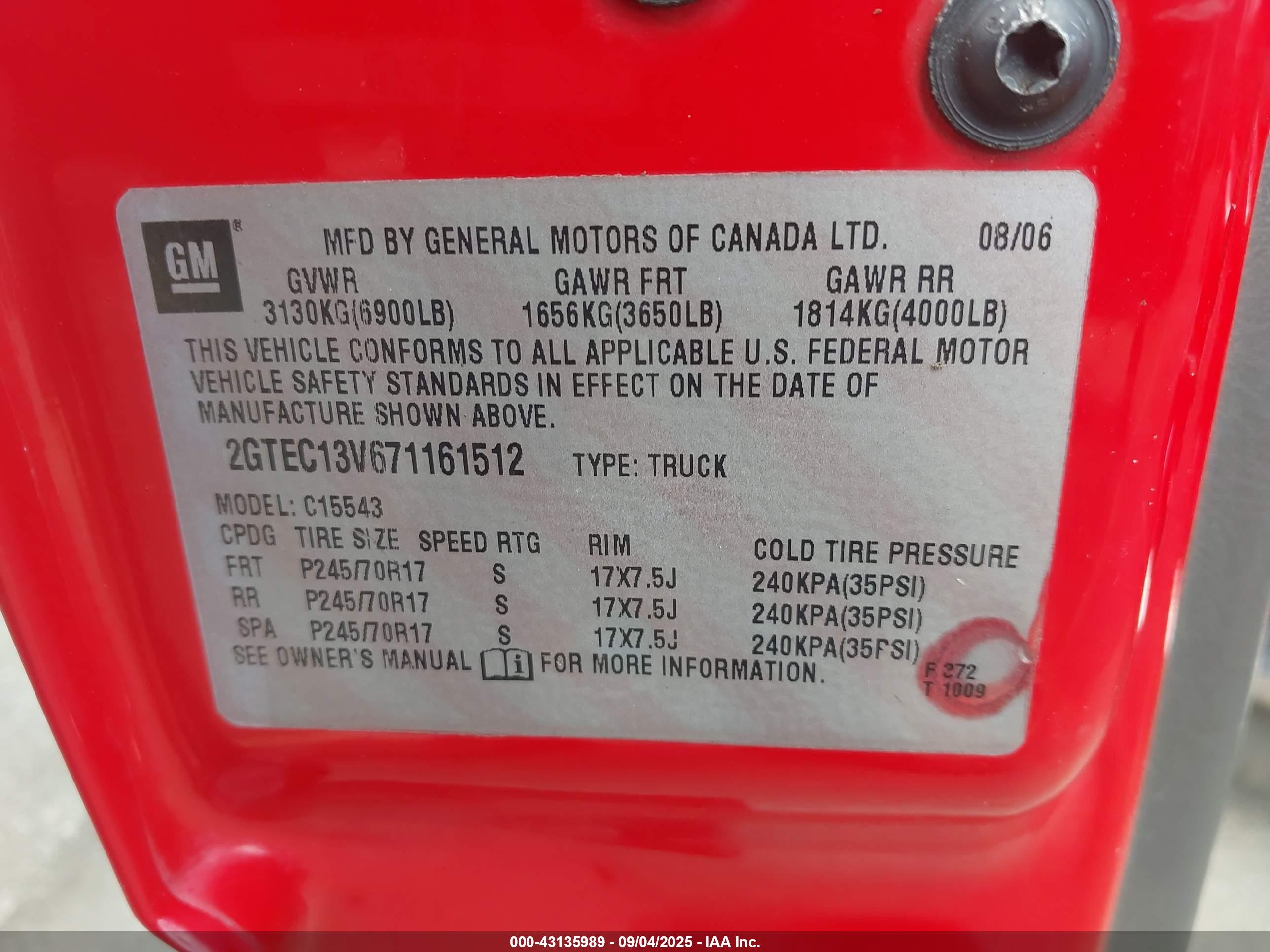 2007 Gmc Sierra 1500 Classic Sl Red vin: 2GTEC13V671161512