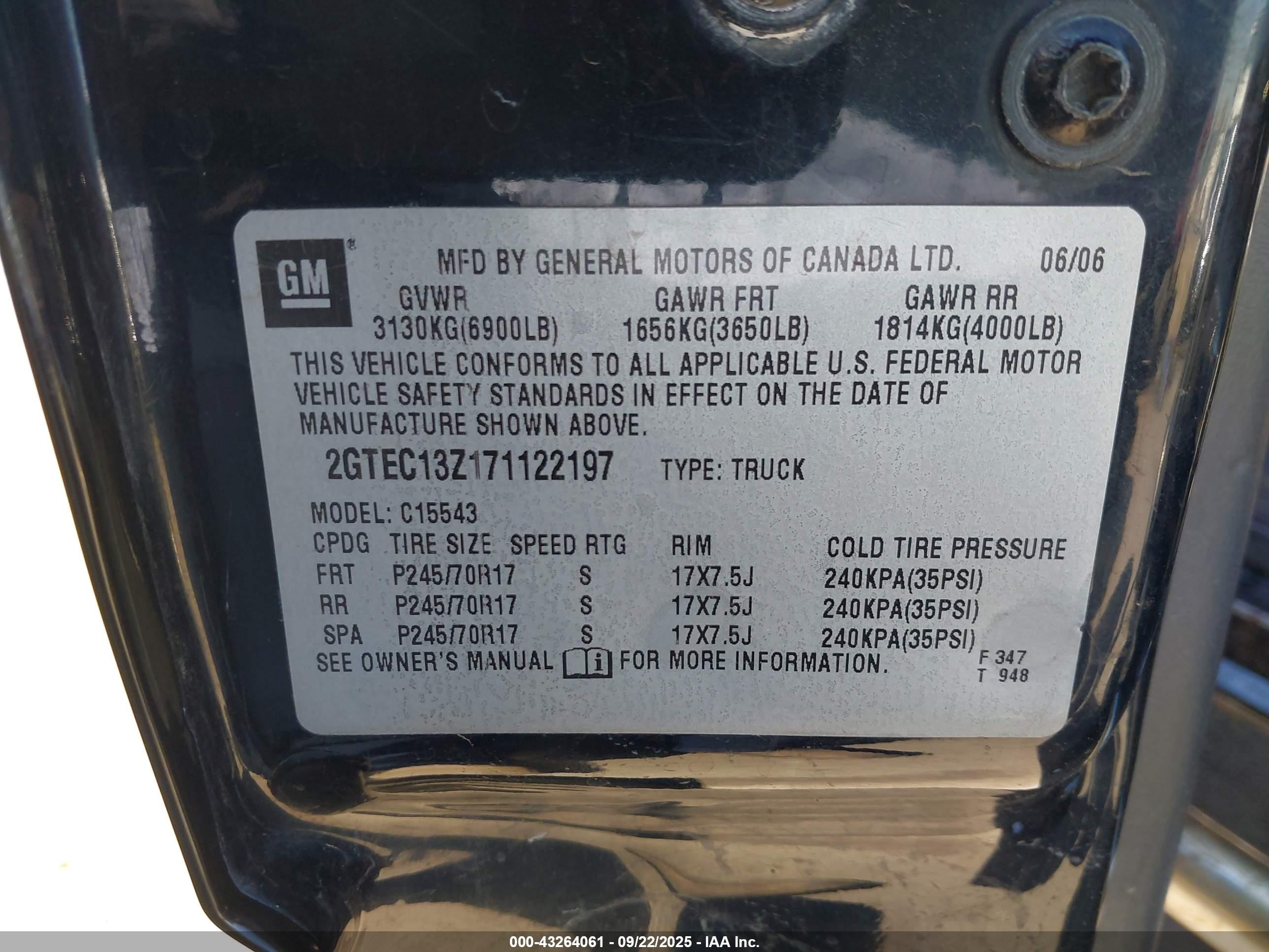 2007 Gmc Sierra 1500 Classic Sle1 Black vin: 2GTEC13Z171122197