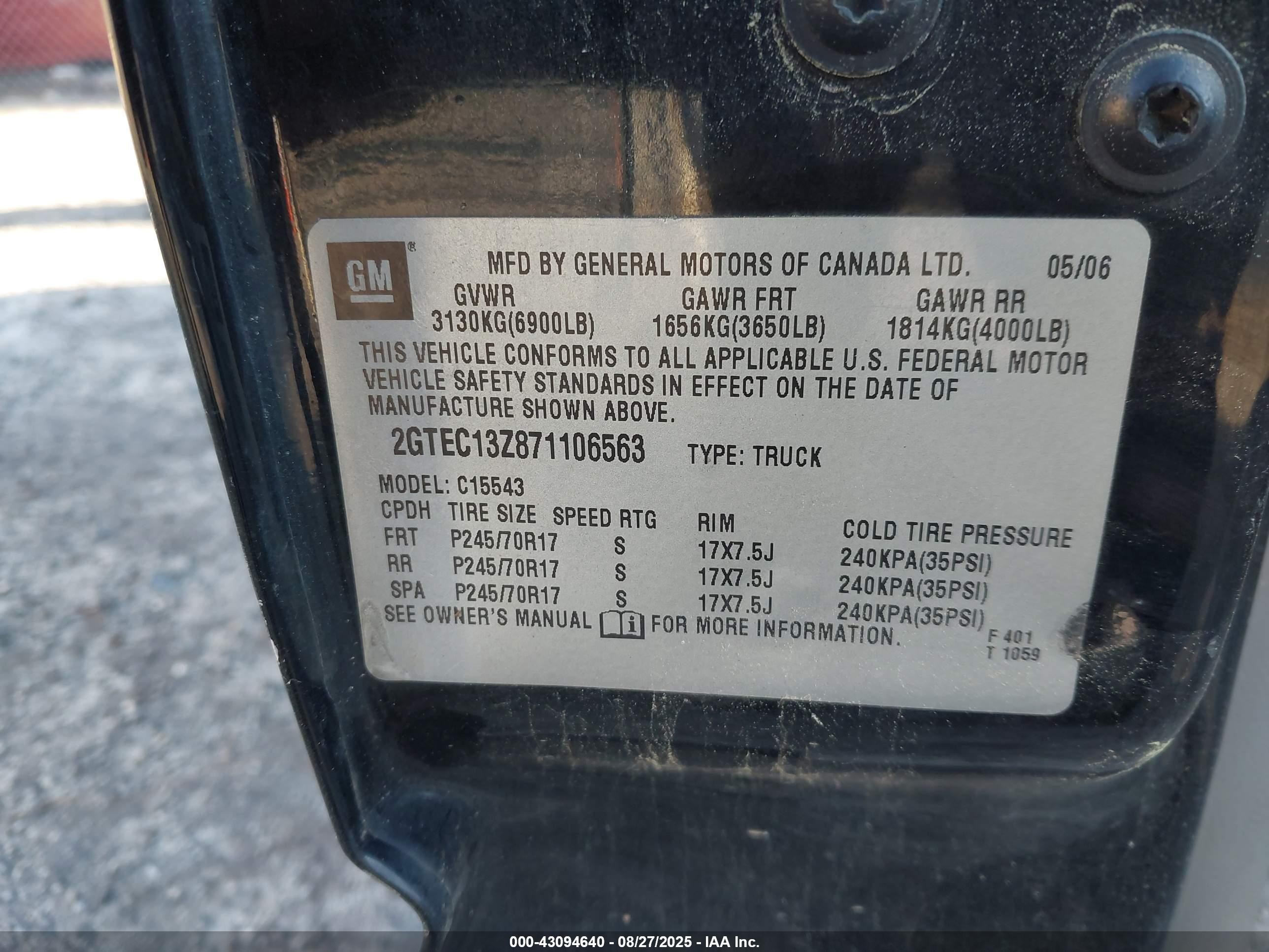 2007 Gmc Sierra 1500 Classic Slt Black vin: 2GTEC13Z871106563