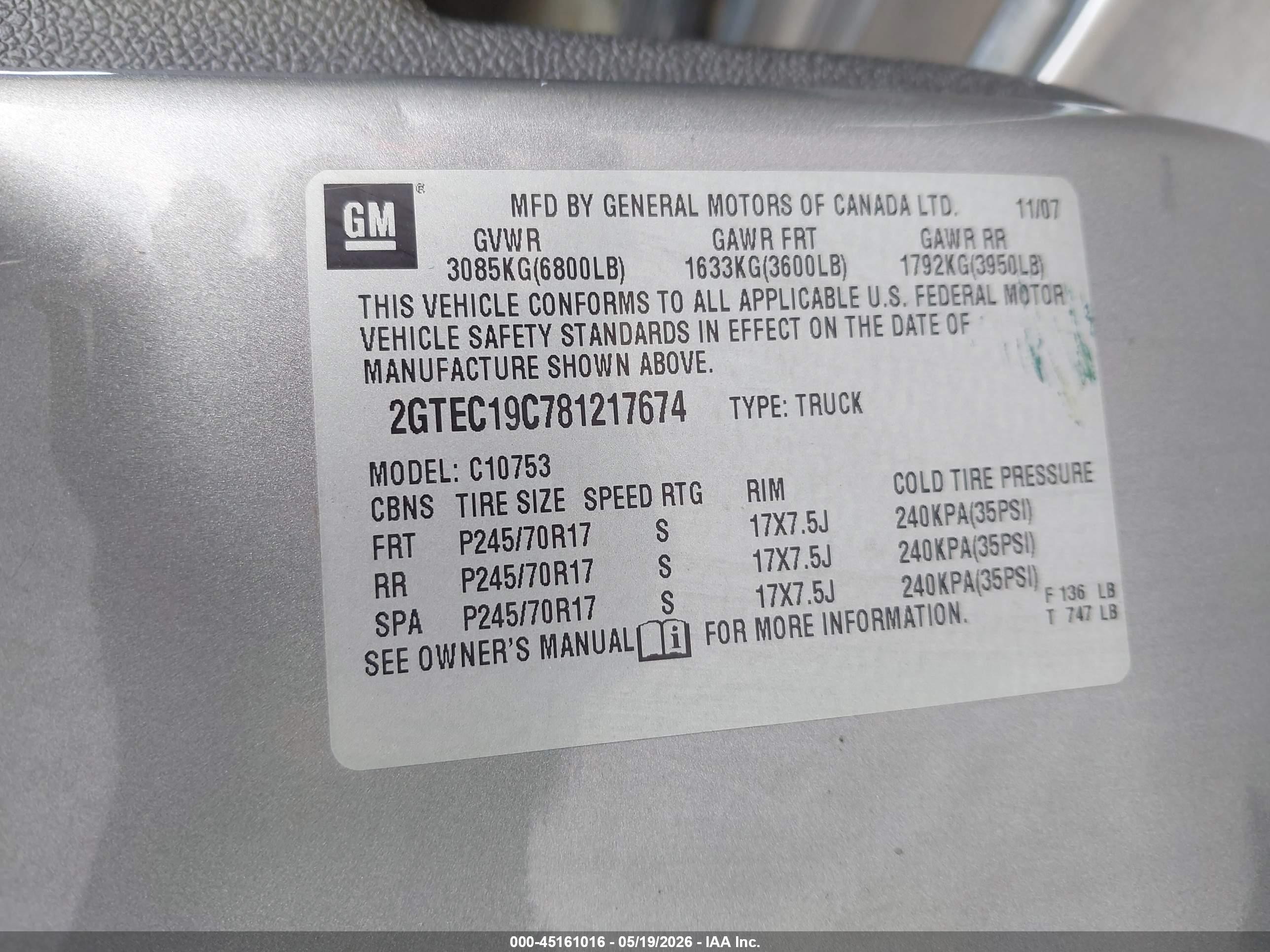 2008 Gmc Sierra 1500 Sle1 Gray vin: 2GTEC19C781217674