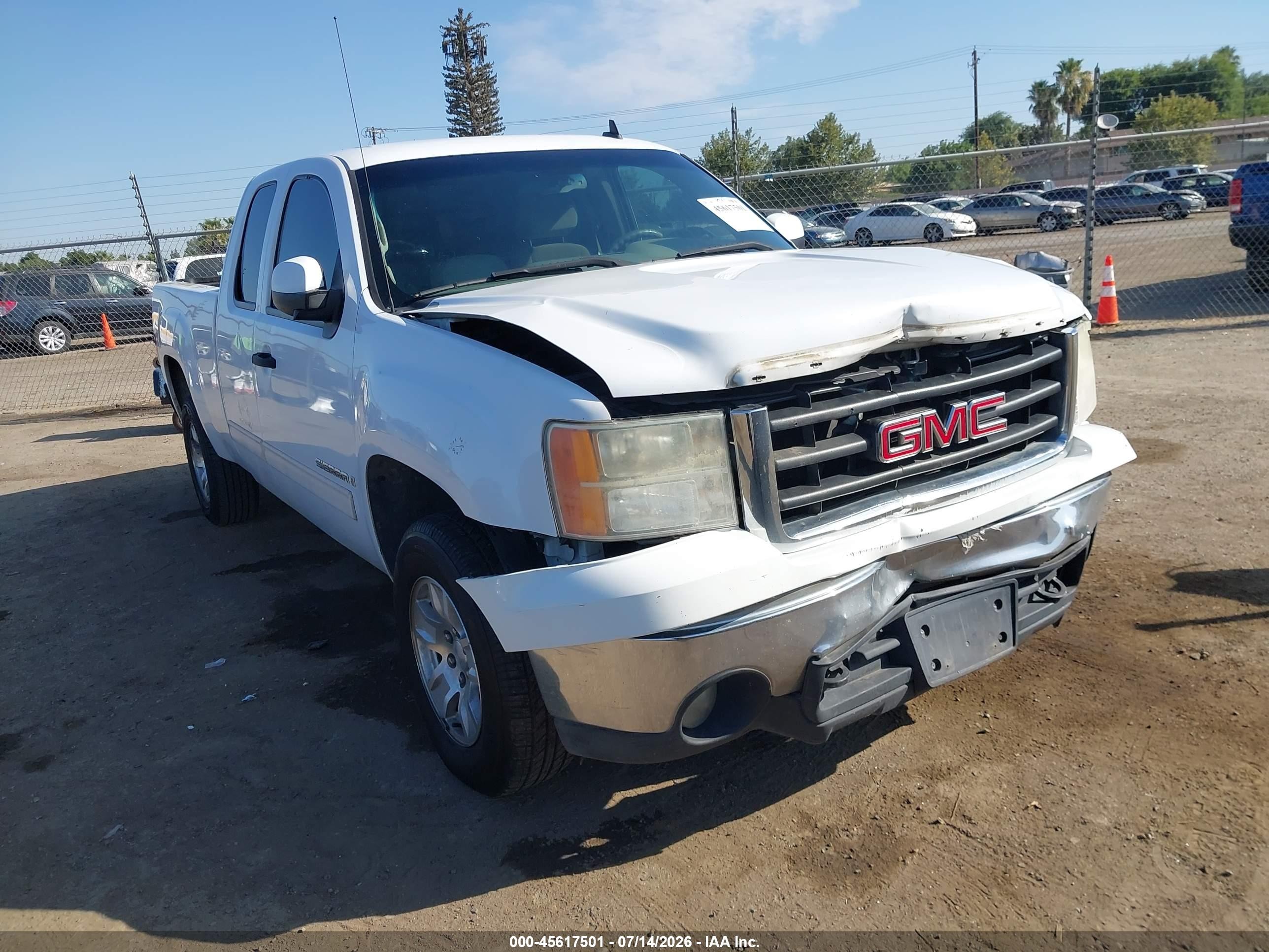 2008 Gmc Sierra 1500 Sle1 White vin: 2GTEC19C881317766