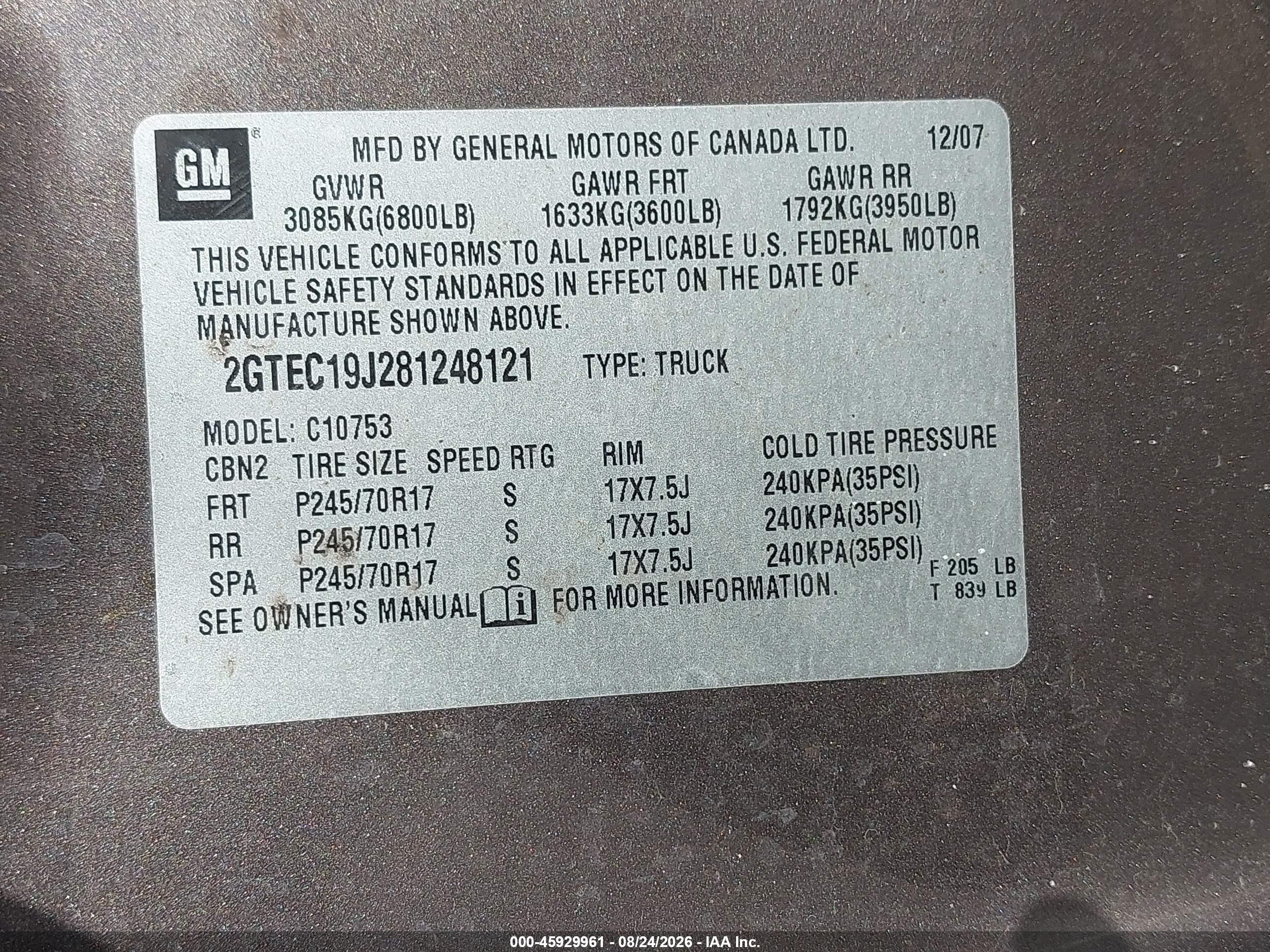 2008 Gmc Sierra 1500 Slt Gray vin: 2GTEC19J281248121
