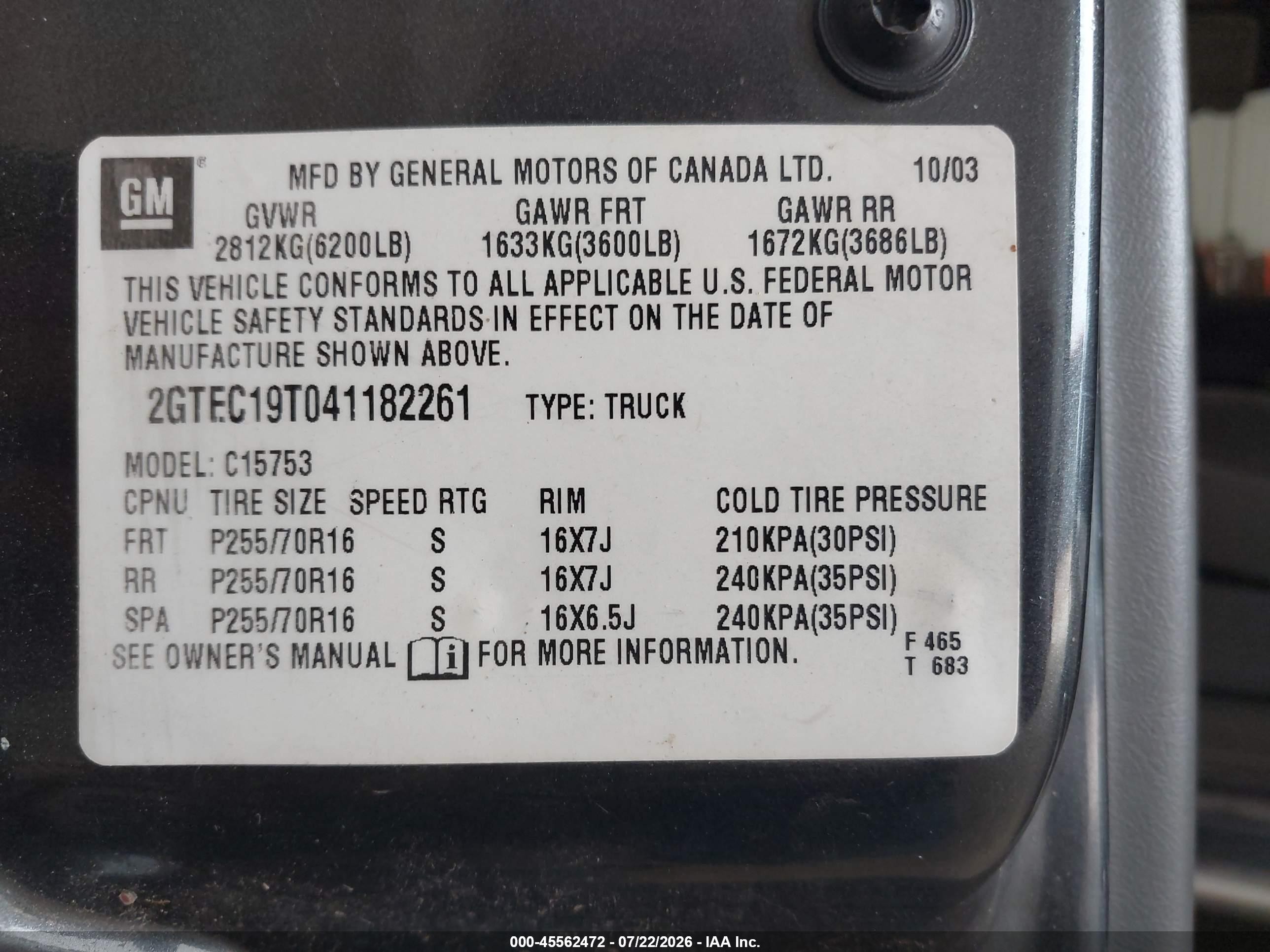 2004 Gmc Sierra 1500 Sle Черный vin: 2GTEC19T041182261