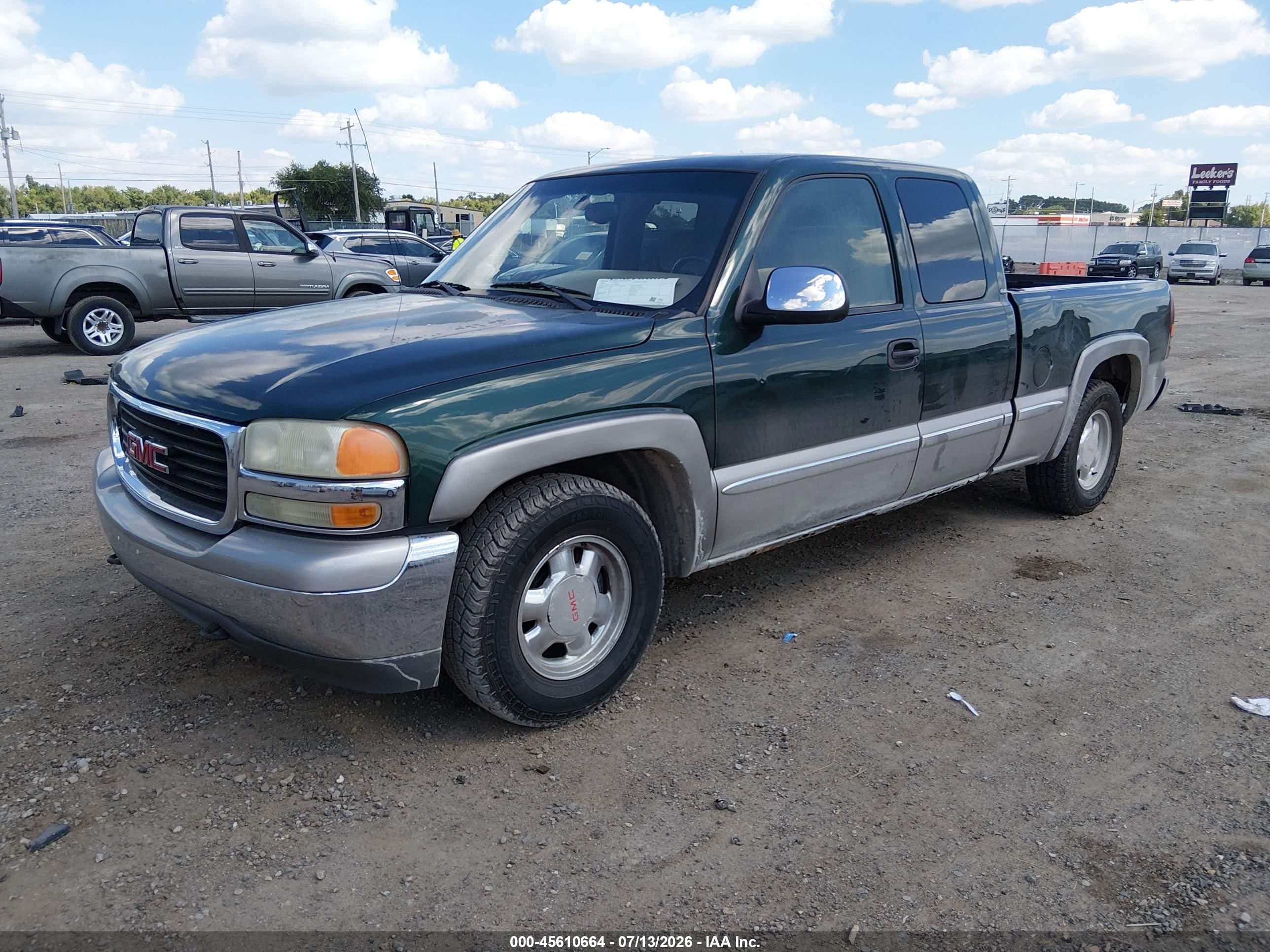 2002 Gmc Sierra 1500 Sle Green vin: 2GTEC19T121166003