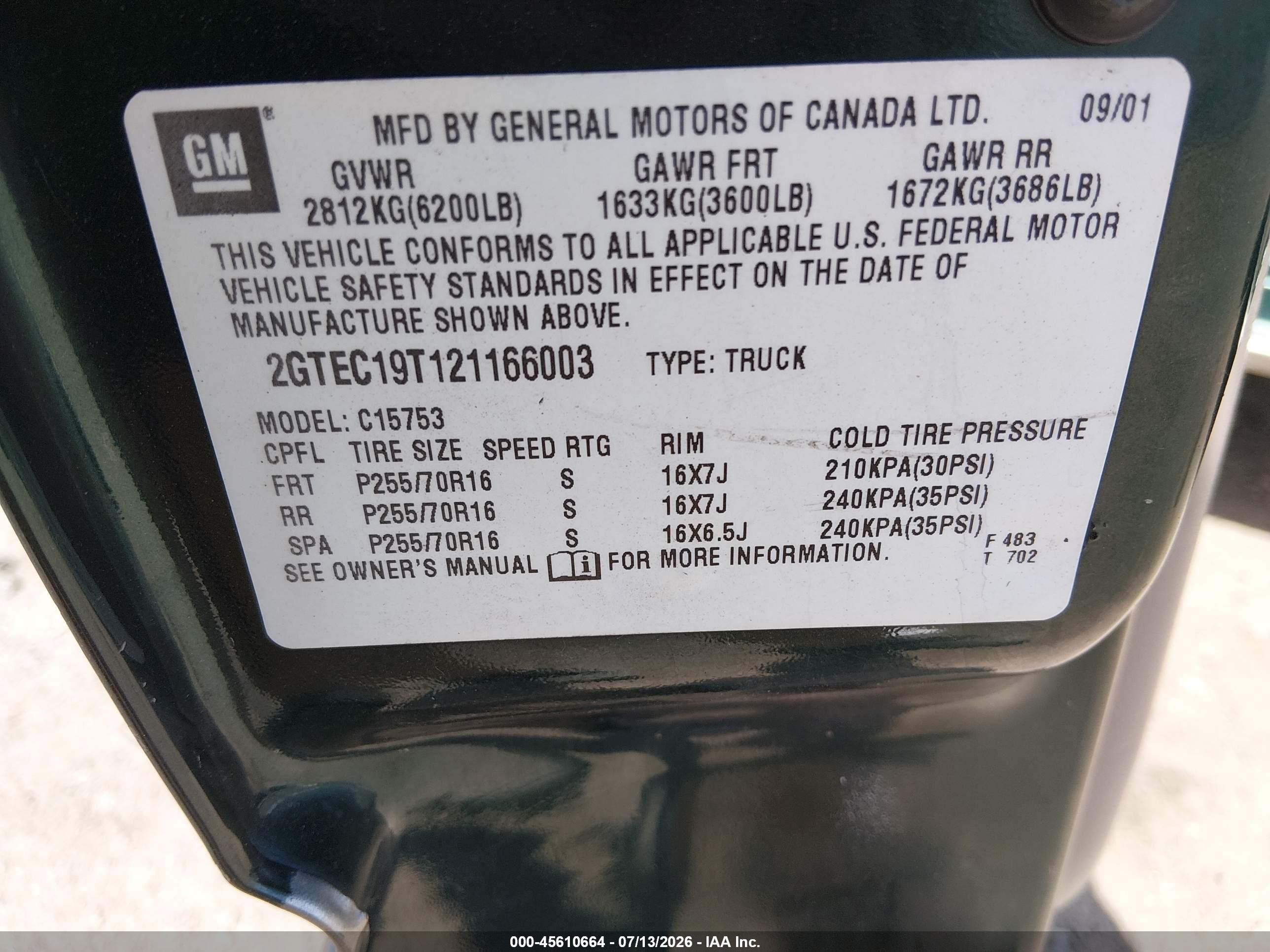 2002 Gmc Sierra 1500 Sle Green vin: 2GTEC19T121166003
