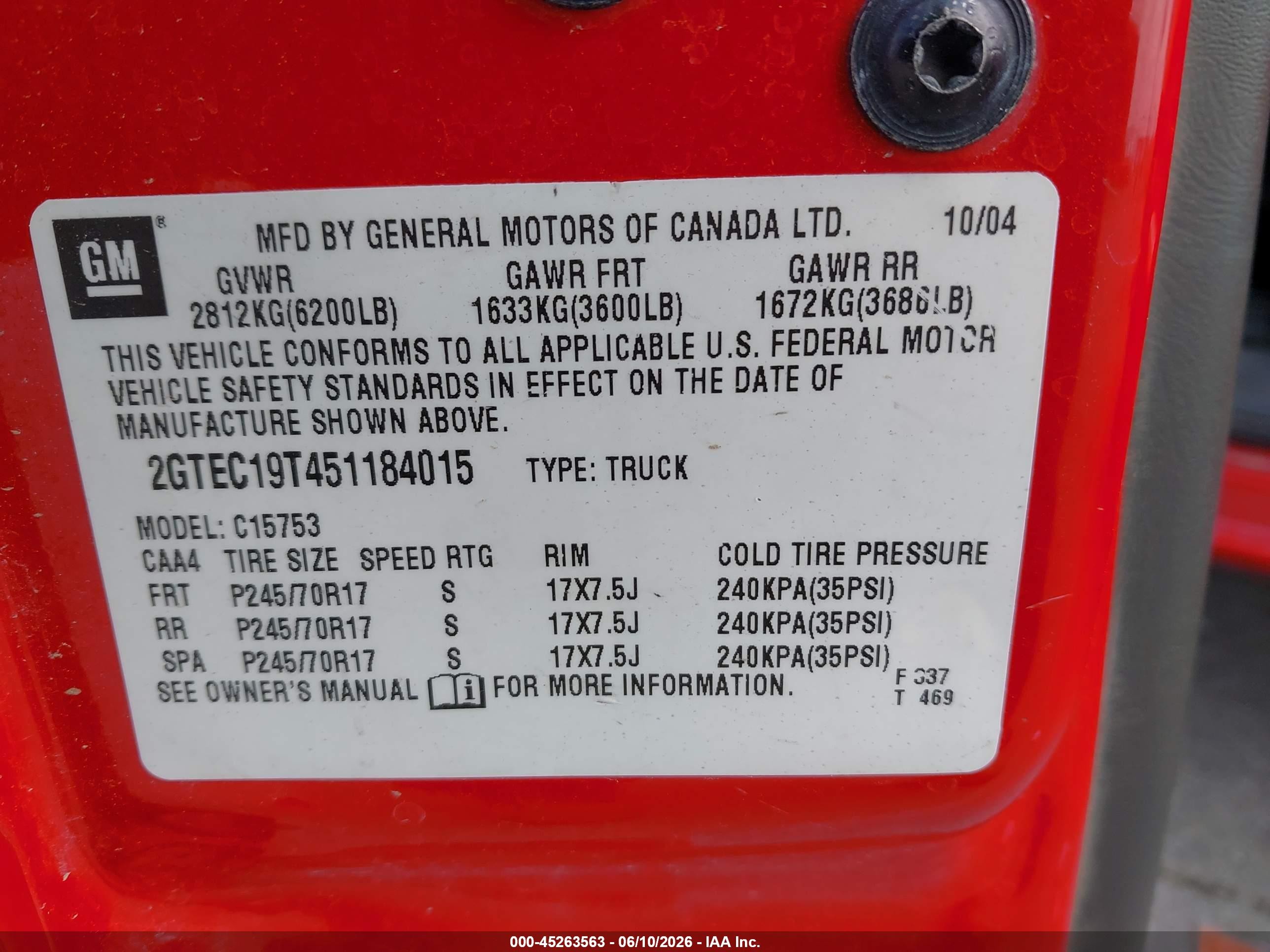 2005 Gmc Sierra 1500 Sle Красный vin: 2GTEC19T451184015