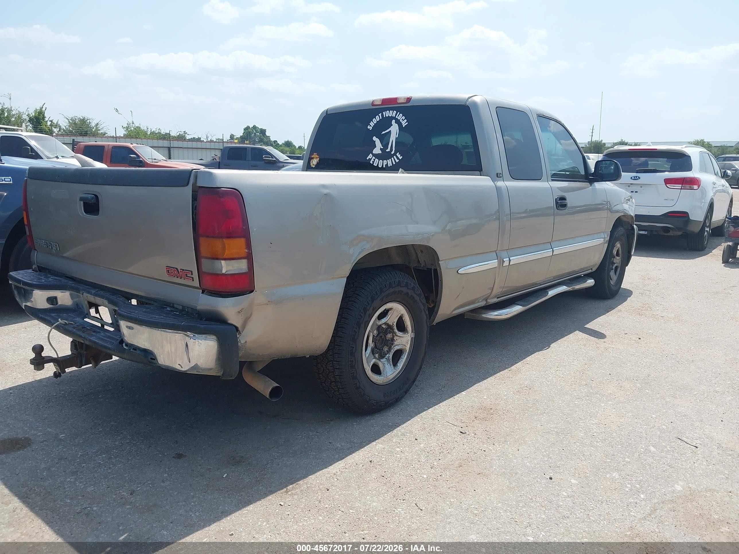 2002 Gmc Sierra 1500 Sle Beige vin: 2GTEC19T521280151