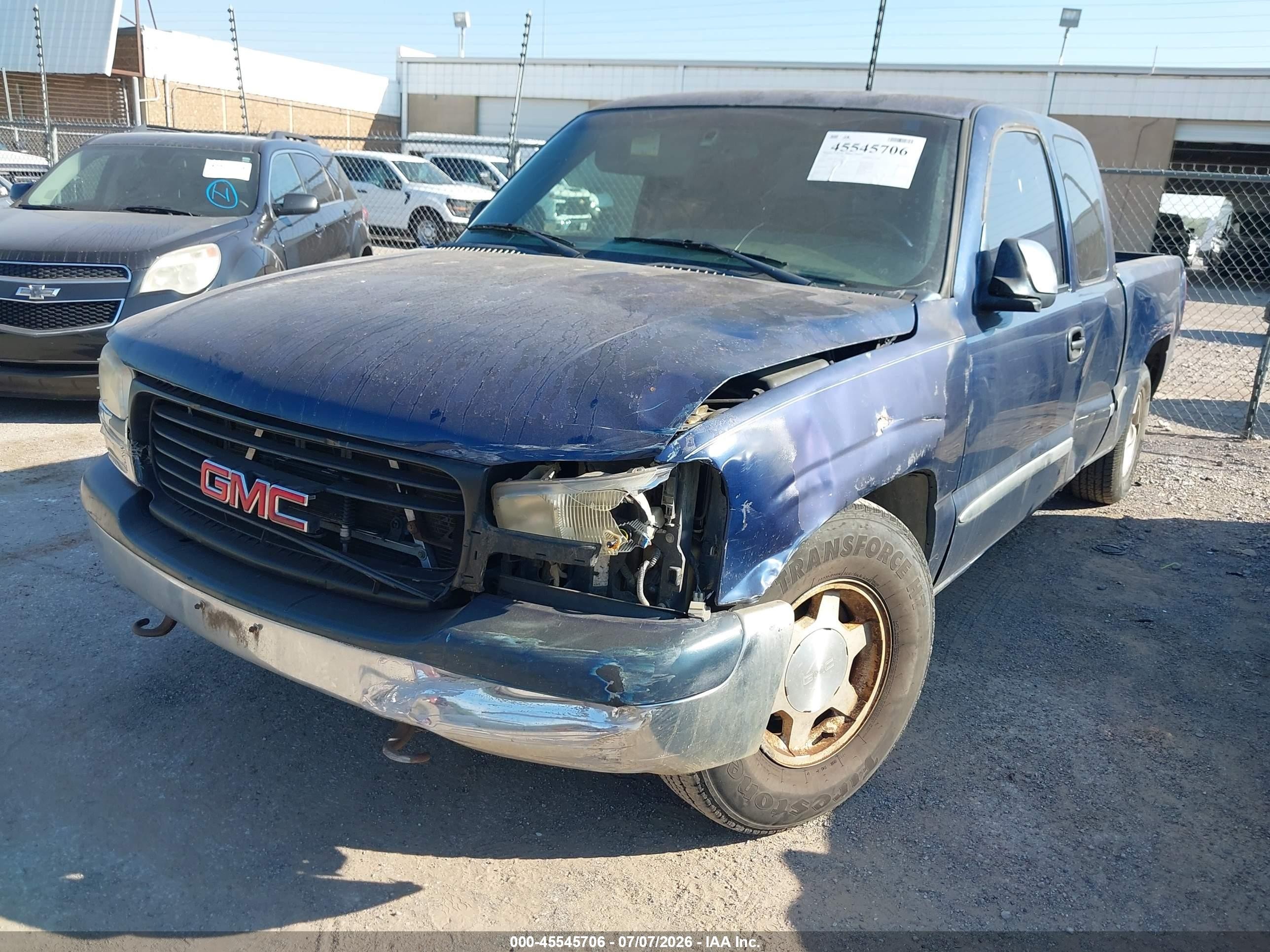 2001 Gmc Sierra 1500 Sle Blue vin: 2GTEC19T611391385