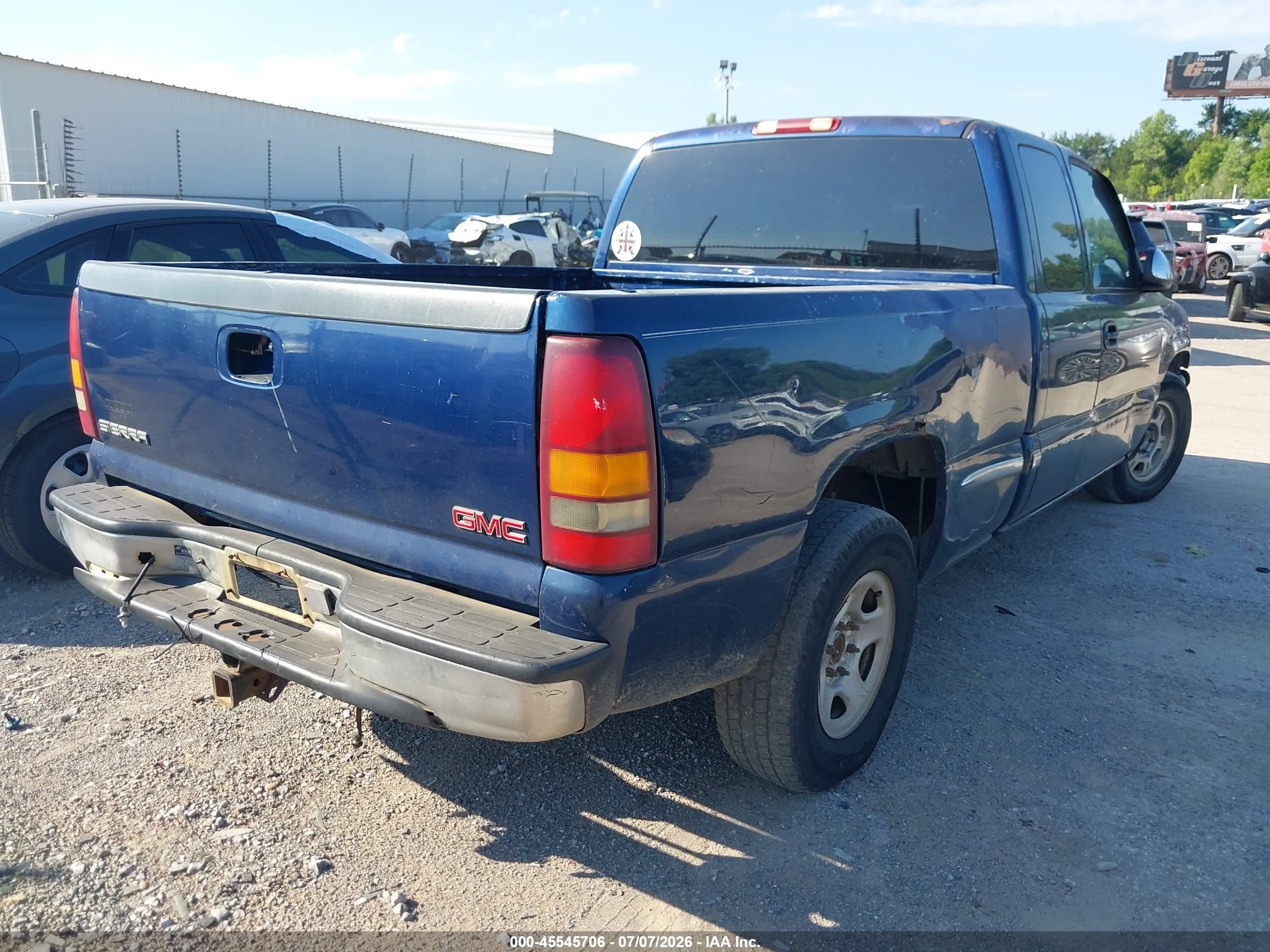 2001 Gmc Sierra 1500 Sle Blue vin: 2GTEC19T611391385