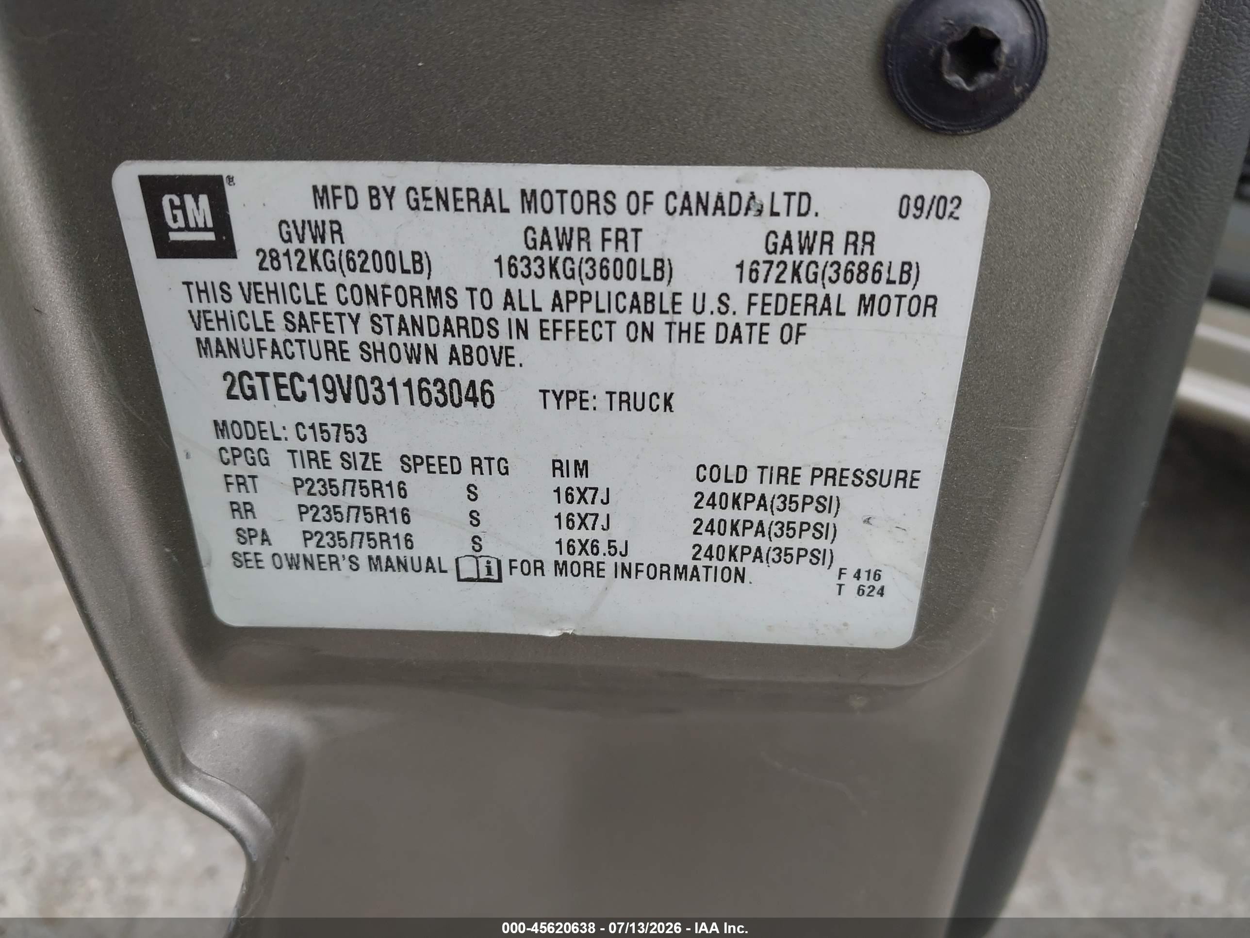 2003 Gmc Sierra 1500 Sle Gray vin: 2GTEC19V031163046