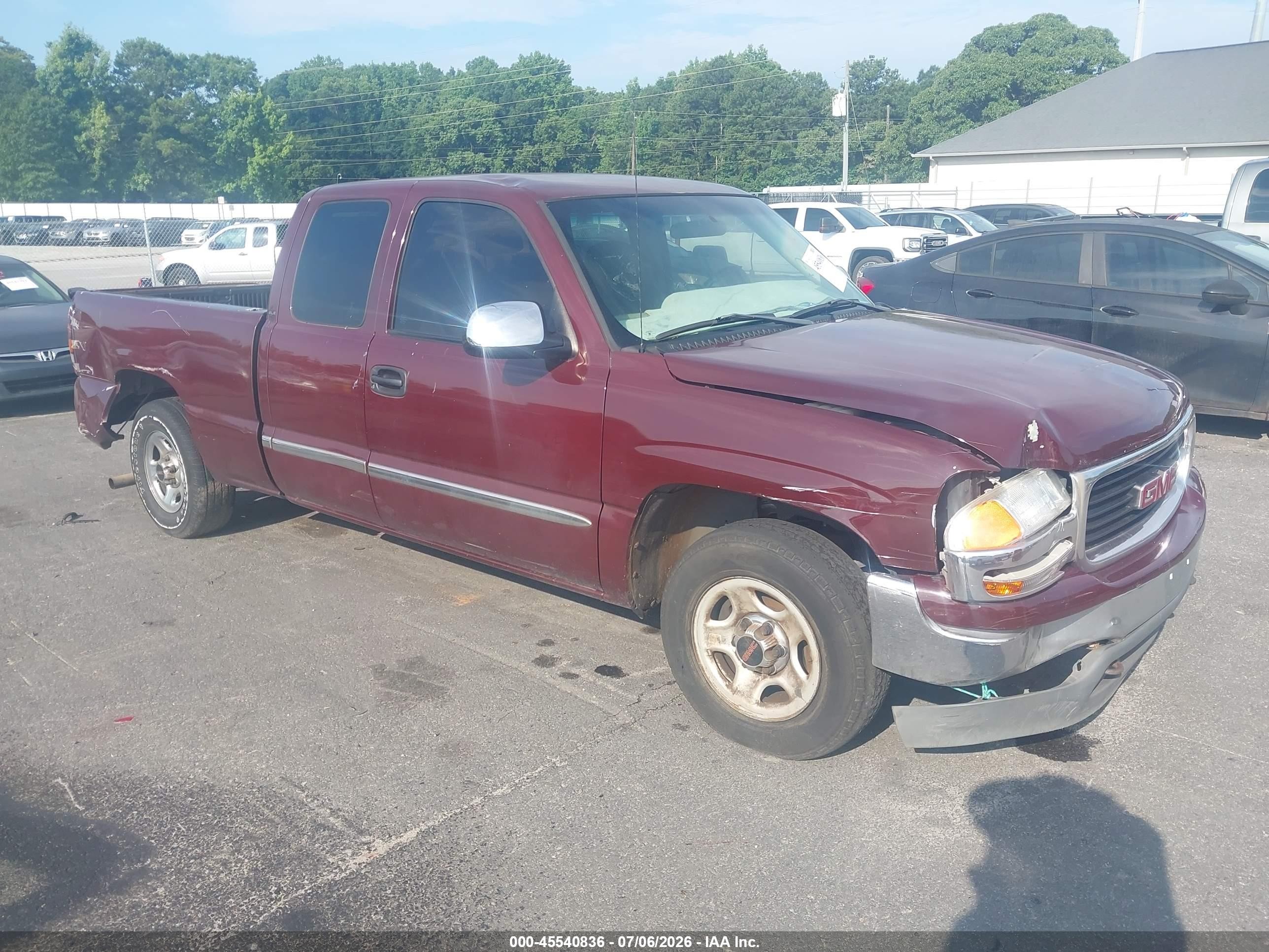 2001 Gmc Sierra 1500 Sle Burgundy vin: 2GTEC19V711153806