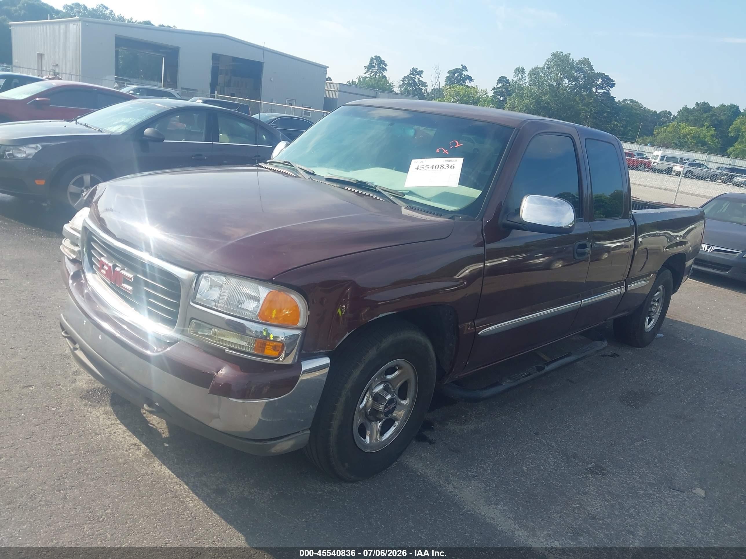 2001 Gmc Sierra 1500 Sle Burgundy vin: 2GTEC19V711153806