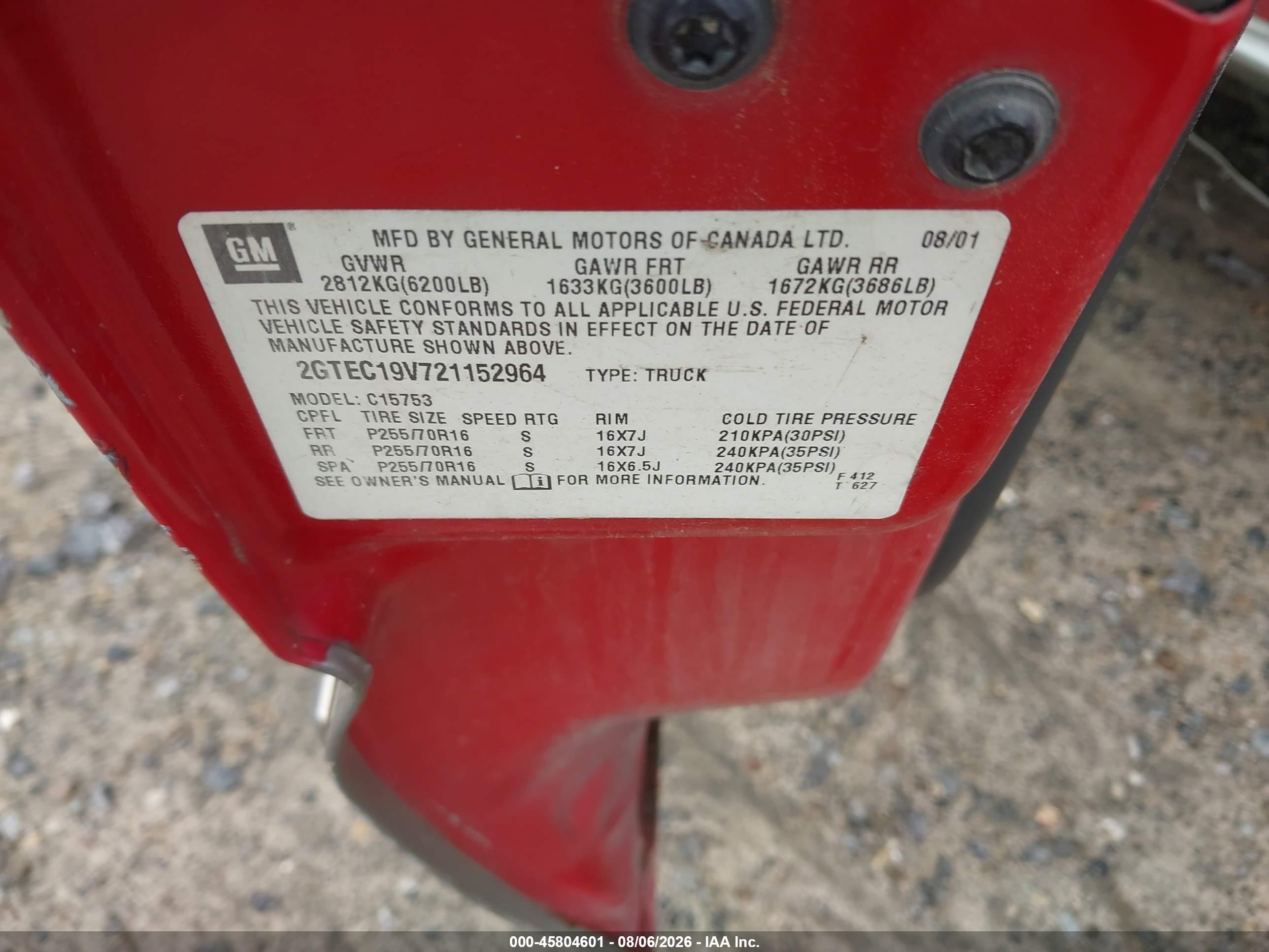 2002 Gmc Sierra 1500 Sle Red vin: 2GTEC19V721152964
