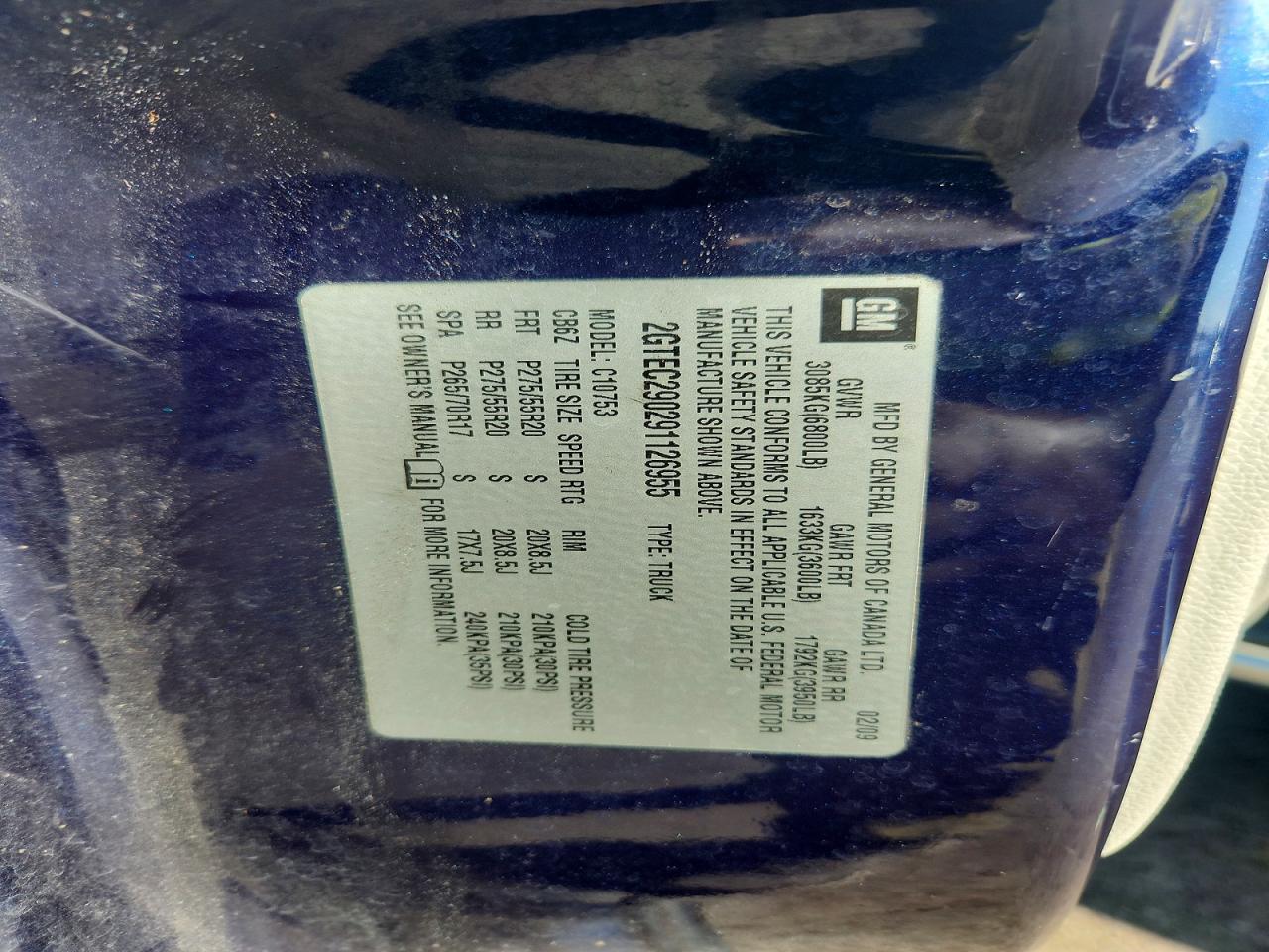 2009 Gmc Sierra C1500 Sle Blue vin: 2GTEC290291126955
