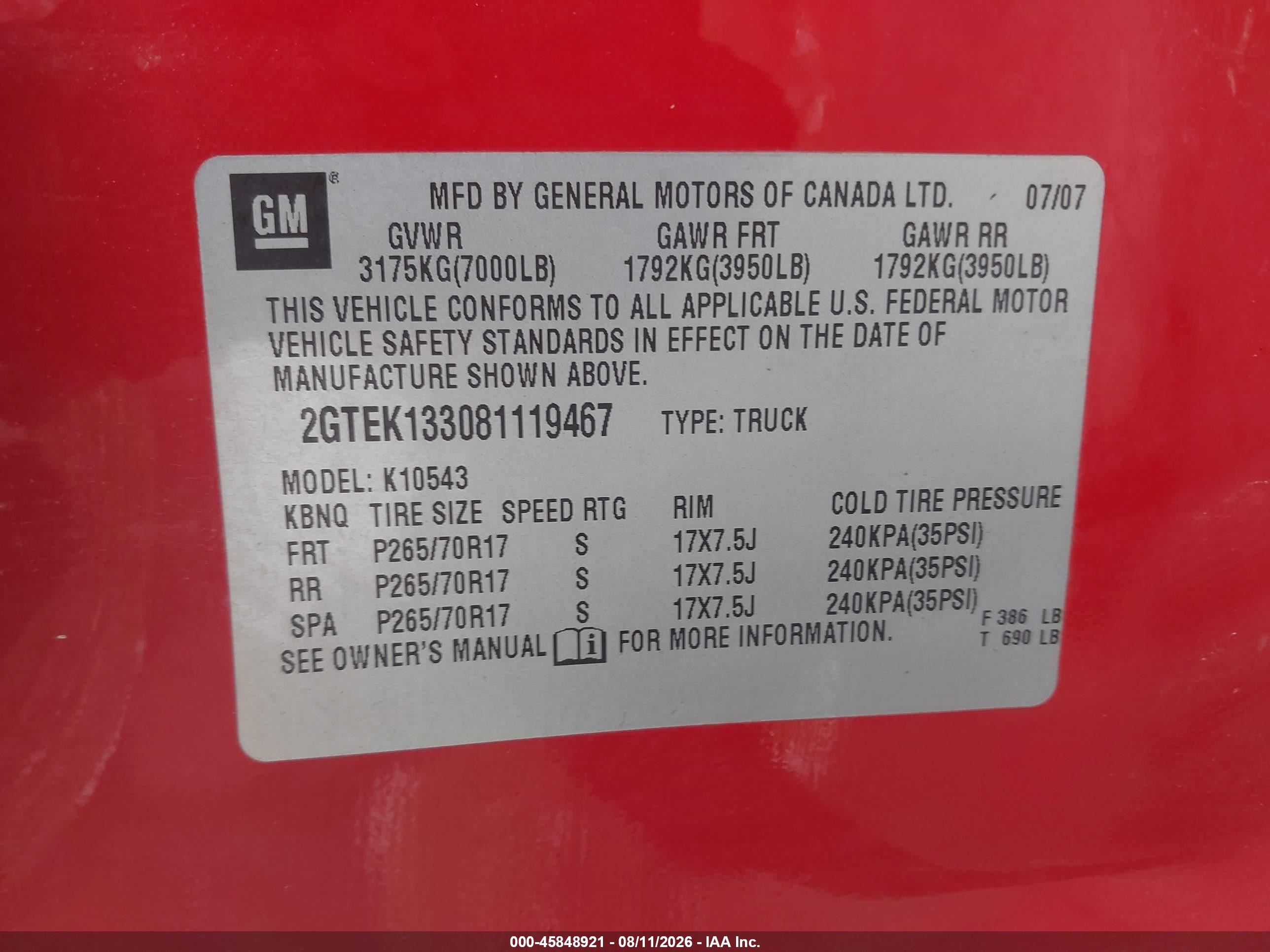 2008 Gmc Sierra 1500 Sle1 Red vin: 2GTEK133081119467