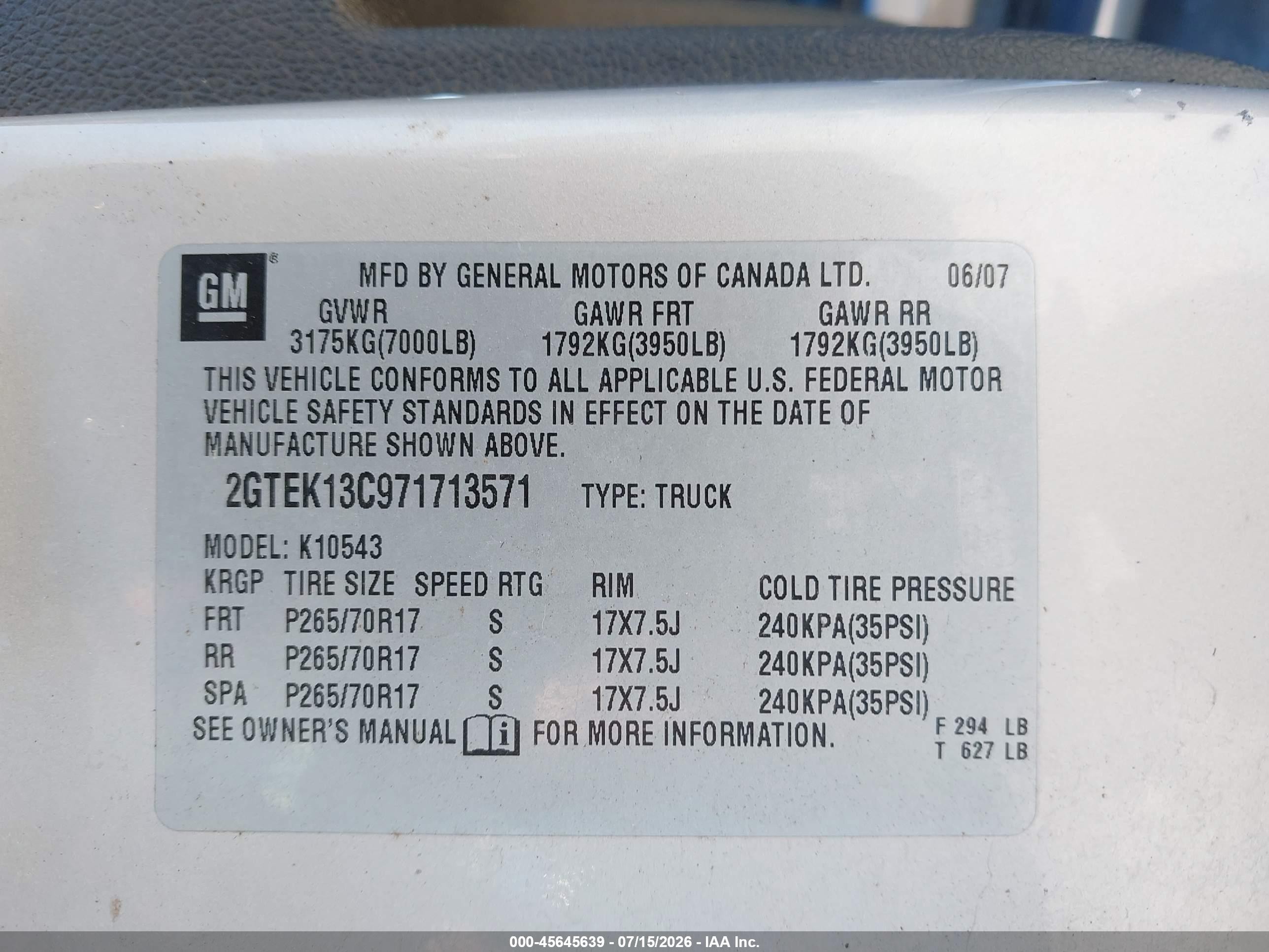 2007 Gmc Sierra 1500 Sl Silver vin: 2GTEK13C971713571