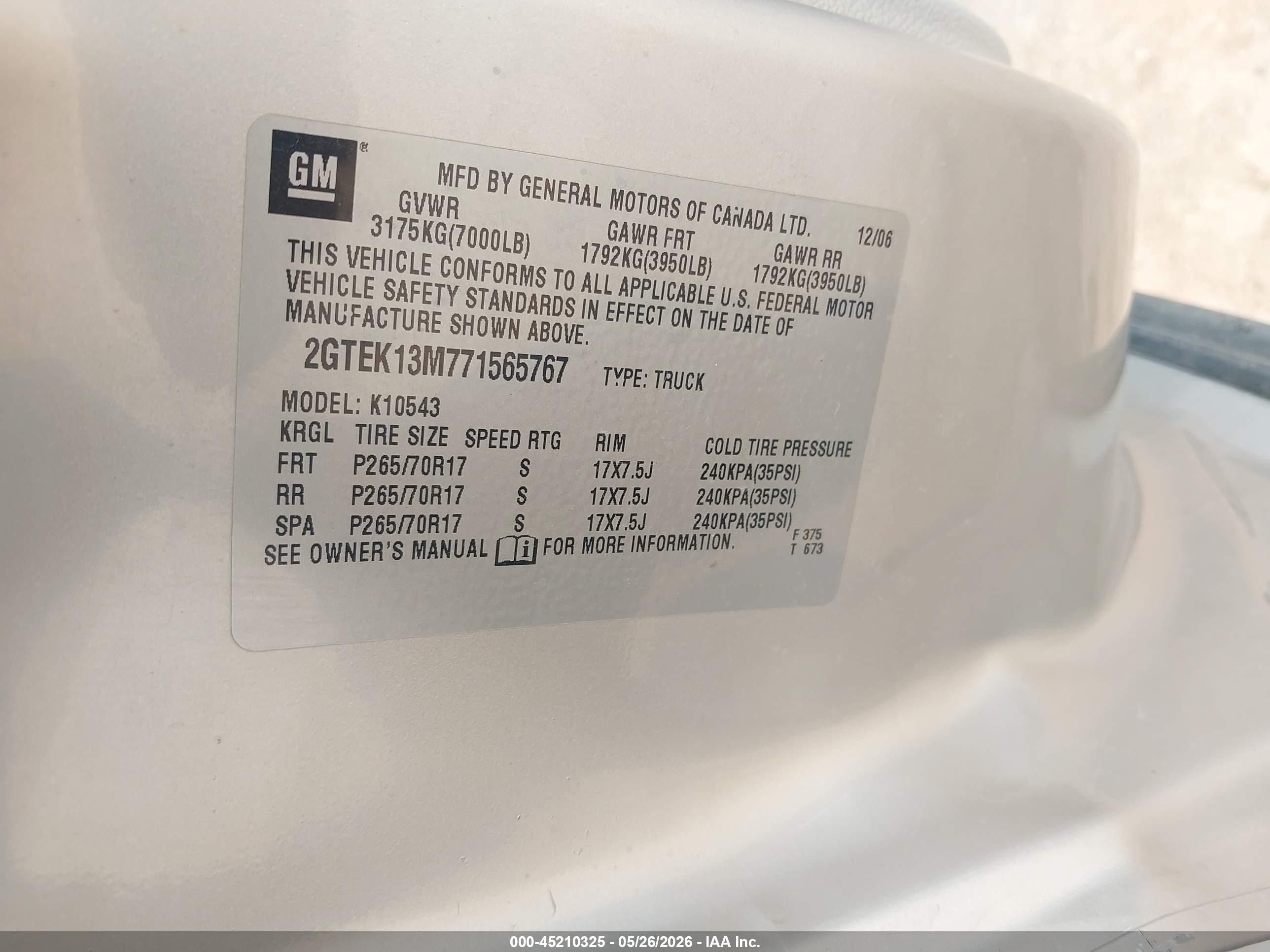 2007 Gmc Sierra 1500 Sle1 Silver vin: 2GTEK13M771565767