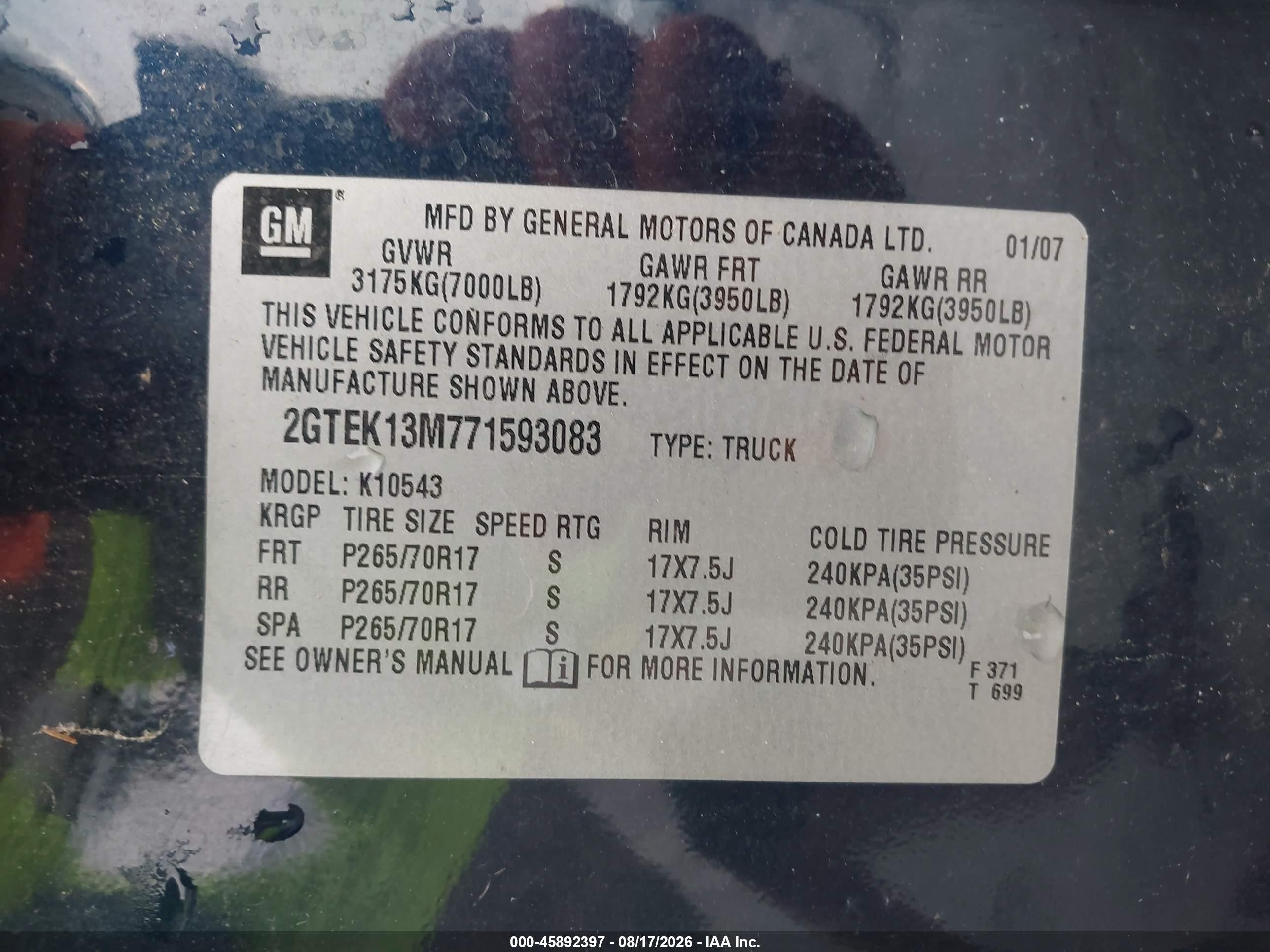 2007 Gmc Sierra 1500 Sle1 Blue vin: 2GTEK13M771593083